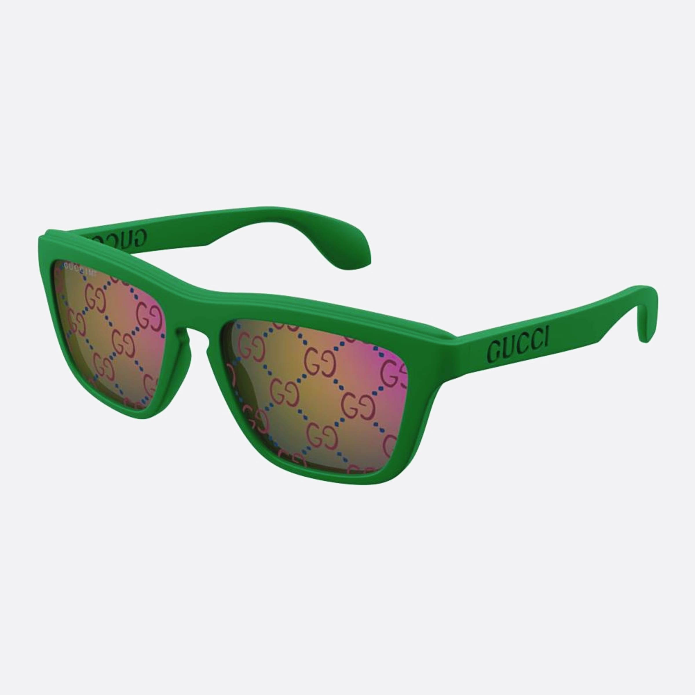 Gucci 55mm Green Squared Man Sunglasses - Side View