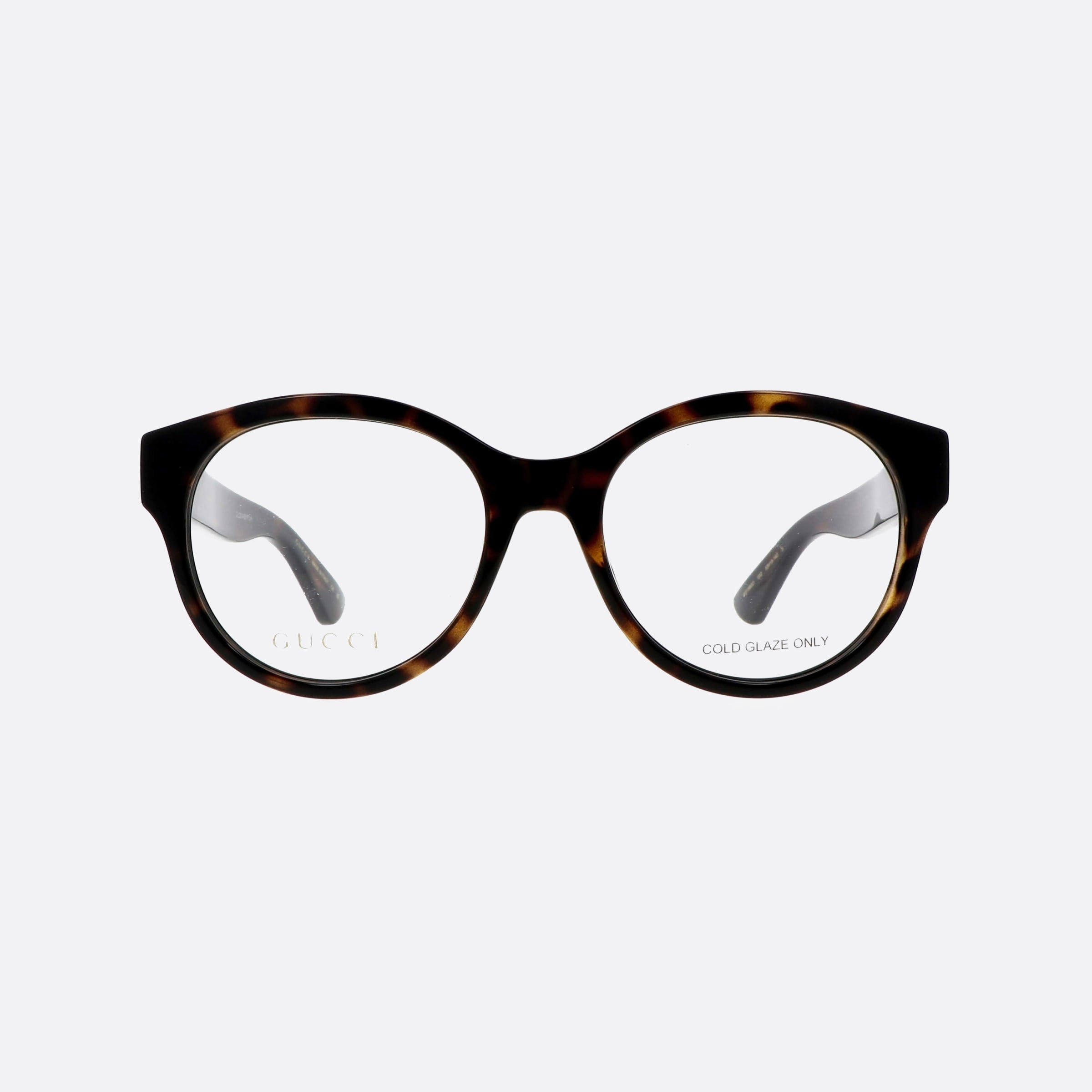 Gucci 53mm Havana Round Woman Eyeglasses - Side View