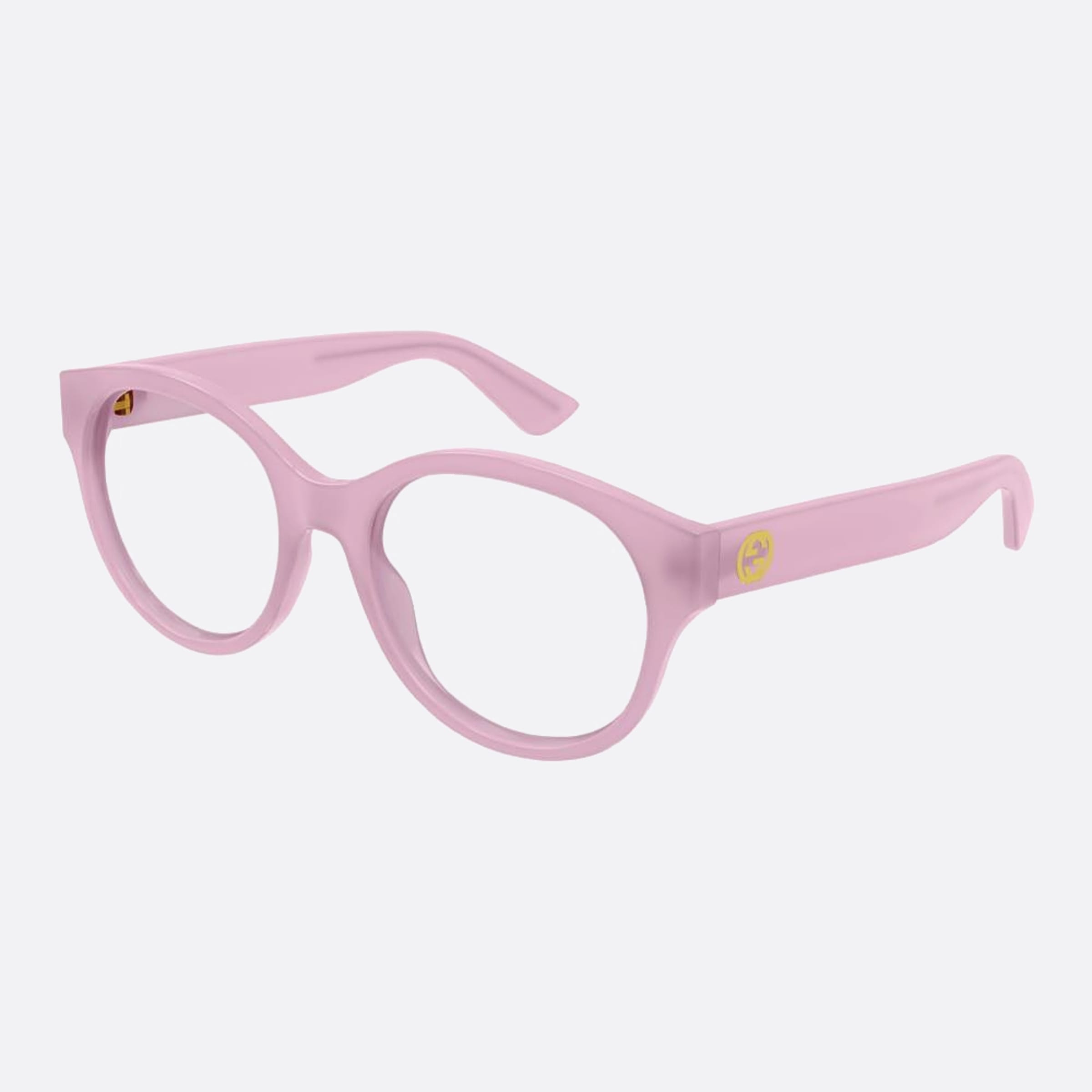 Gucci 53mm Pink Round Woman Eyeglasses - Side View