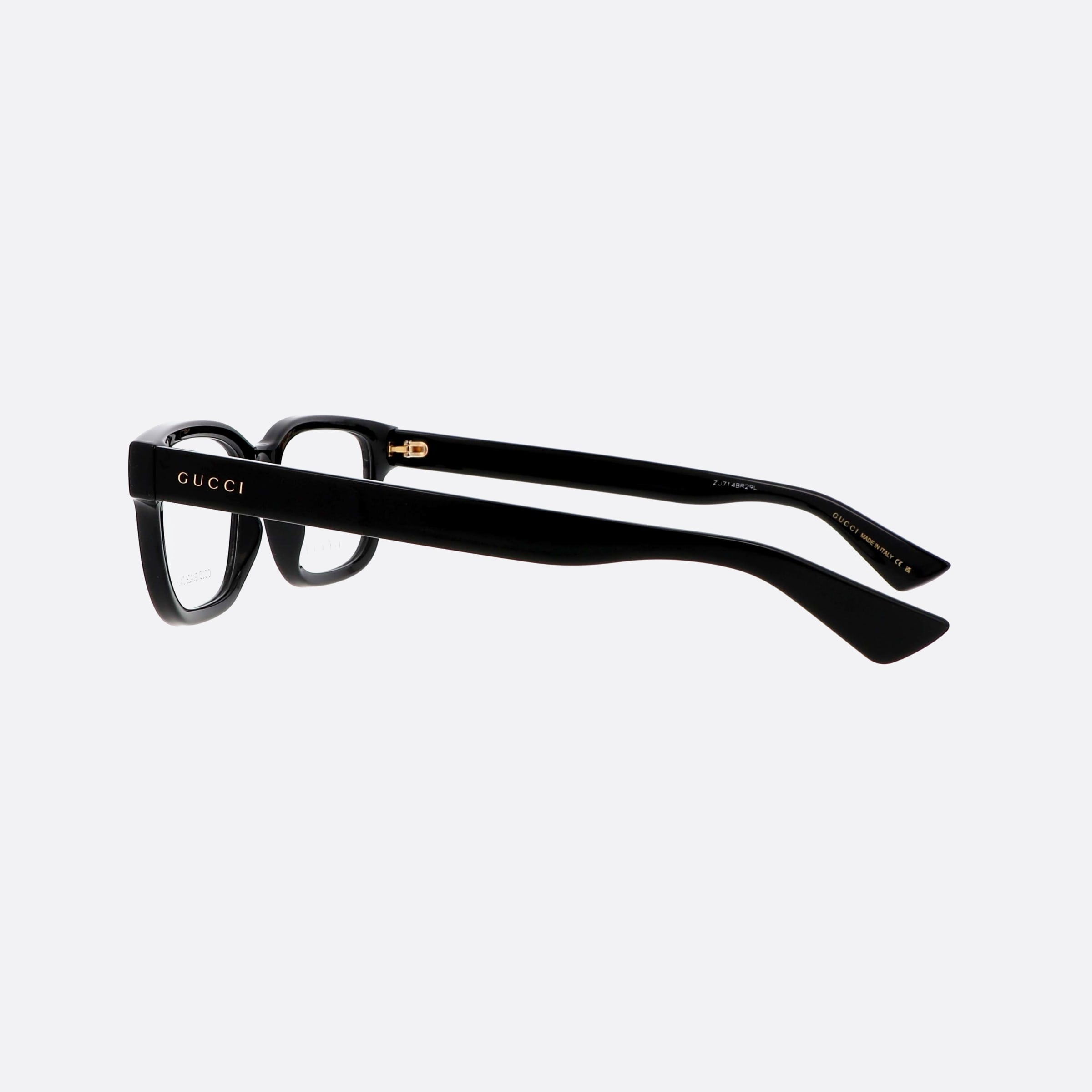 Gucci 53mm Black Rectangle Men Eyeglasses - Detail View