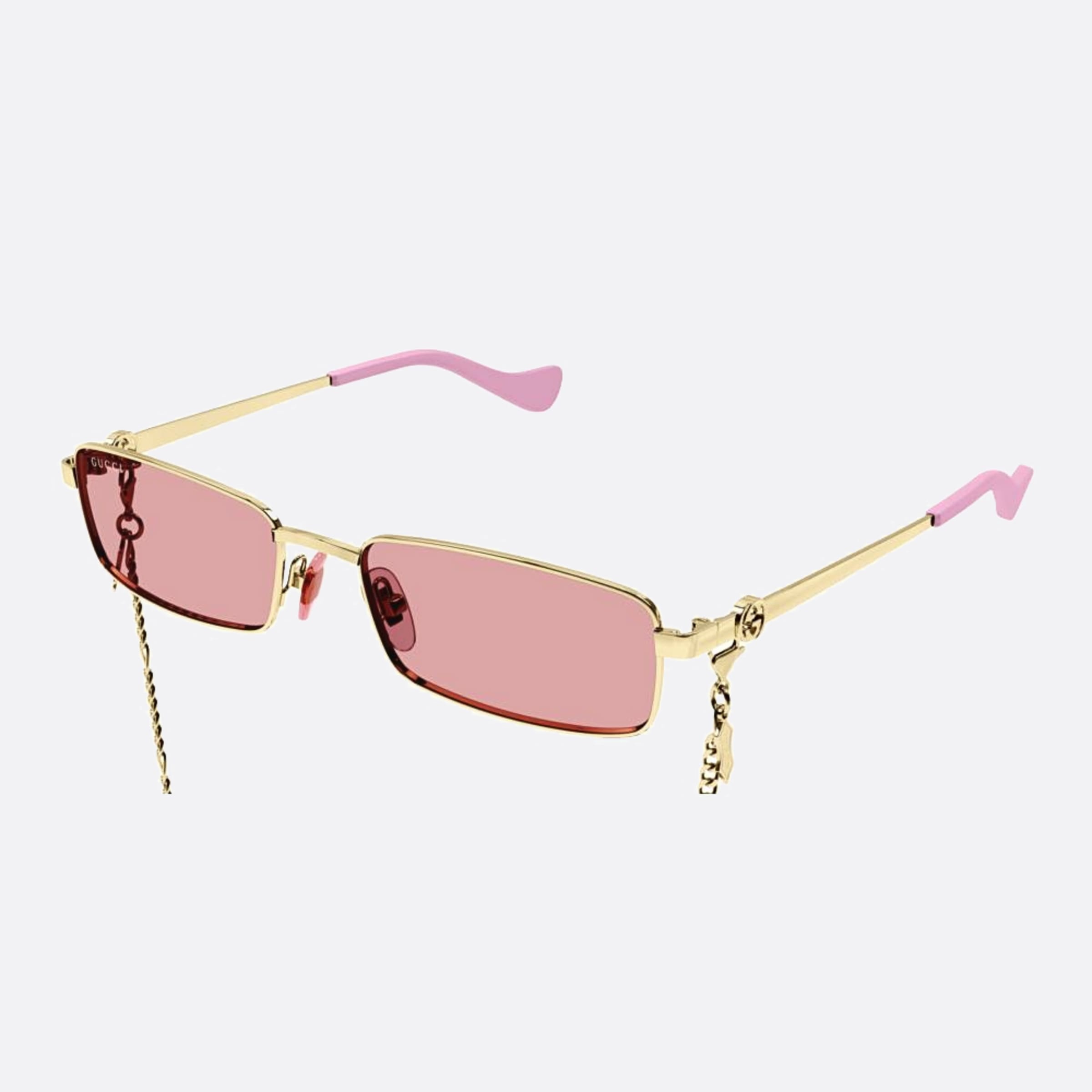Gucci 56mm Gold Squared Woman Sunglasses - Side View