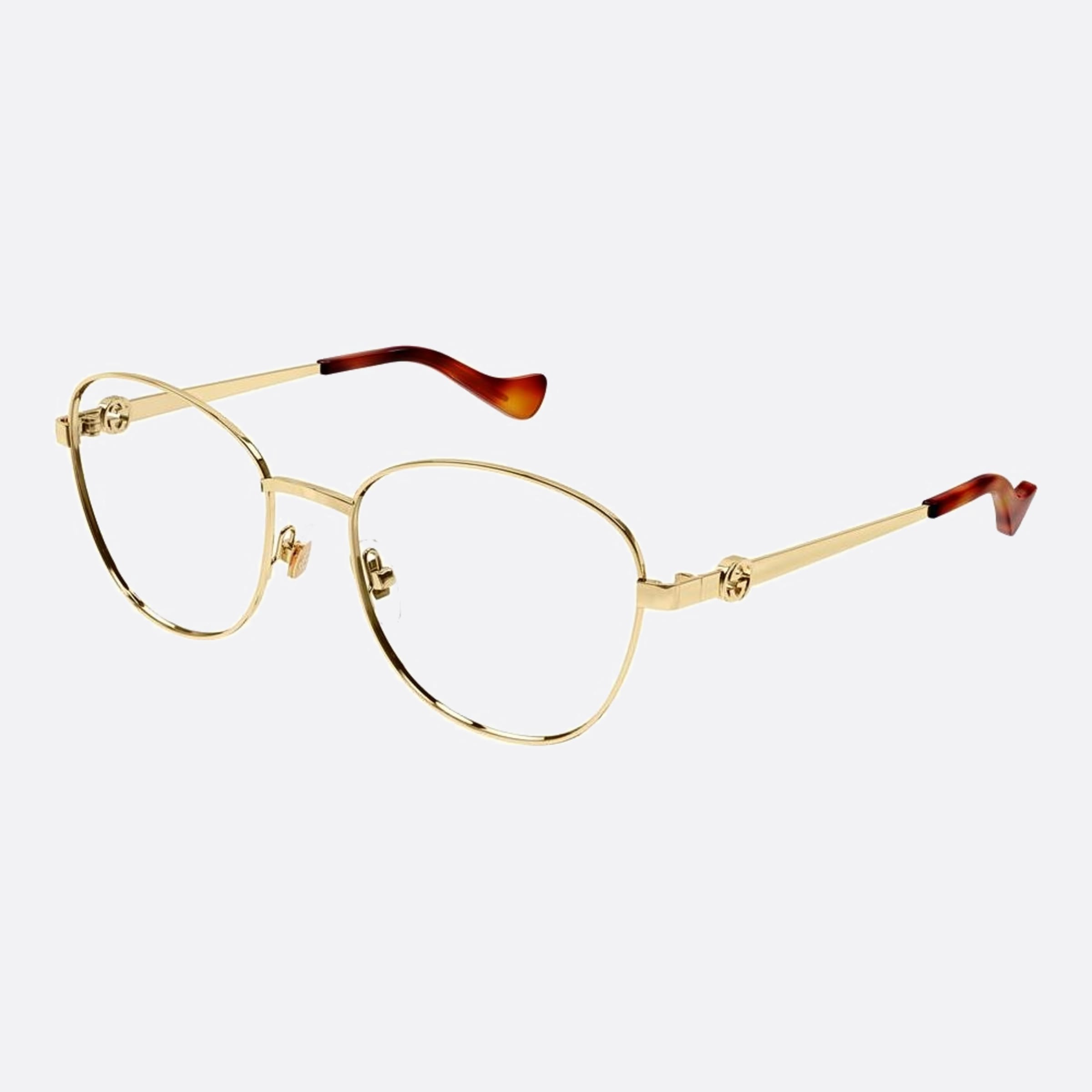Gucci 54mm Havana Round Woman Eyeglasses - Side View