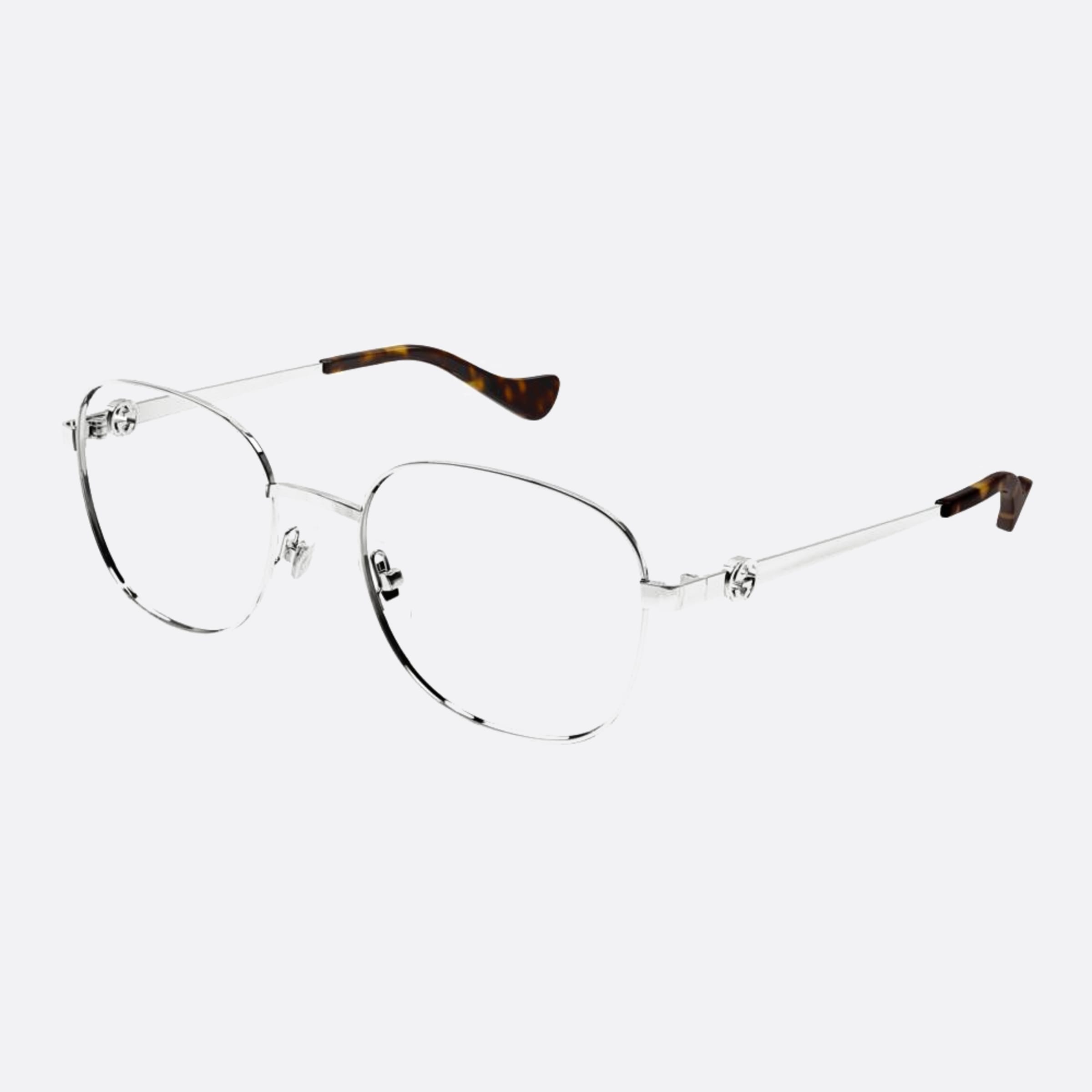 Gucci 53mm Silver Round Woman Eyeglasses - Side View