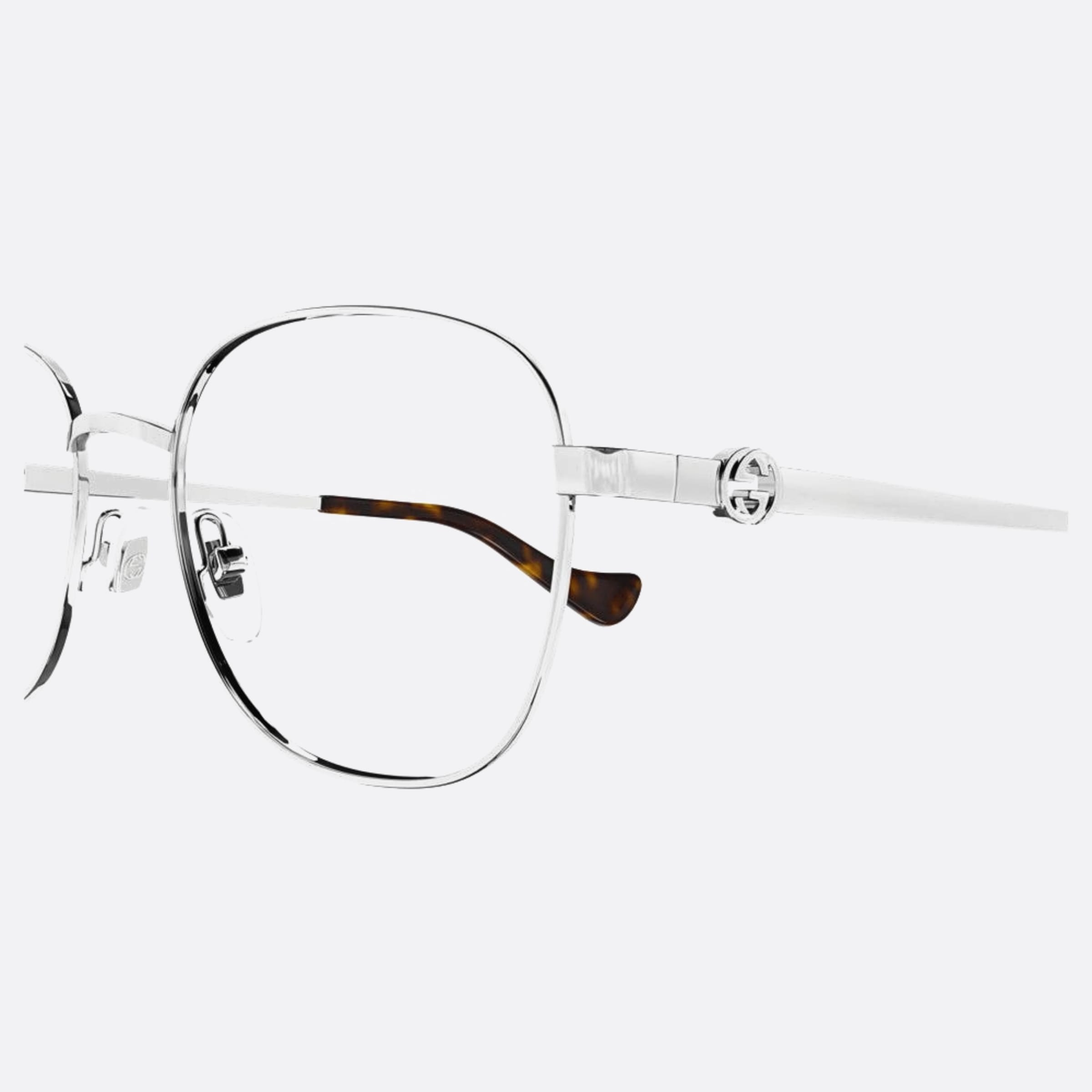 Gucci 53mm Silver Round Woman Eyeglasses - Detail View