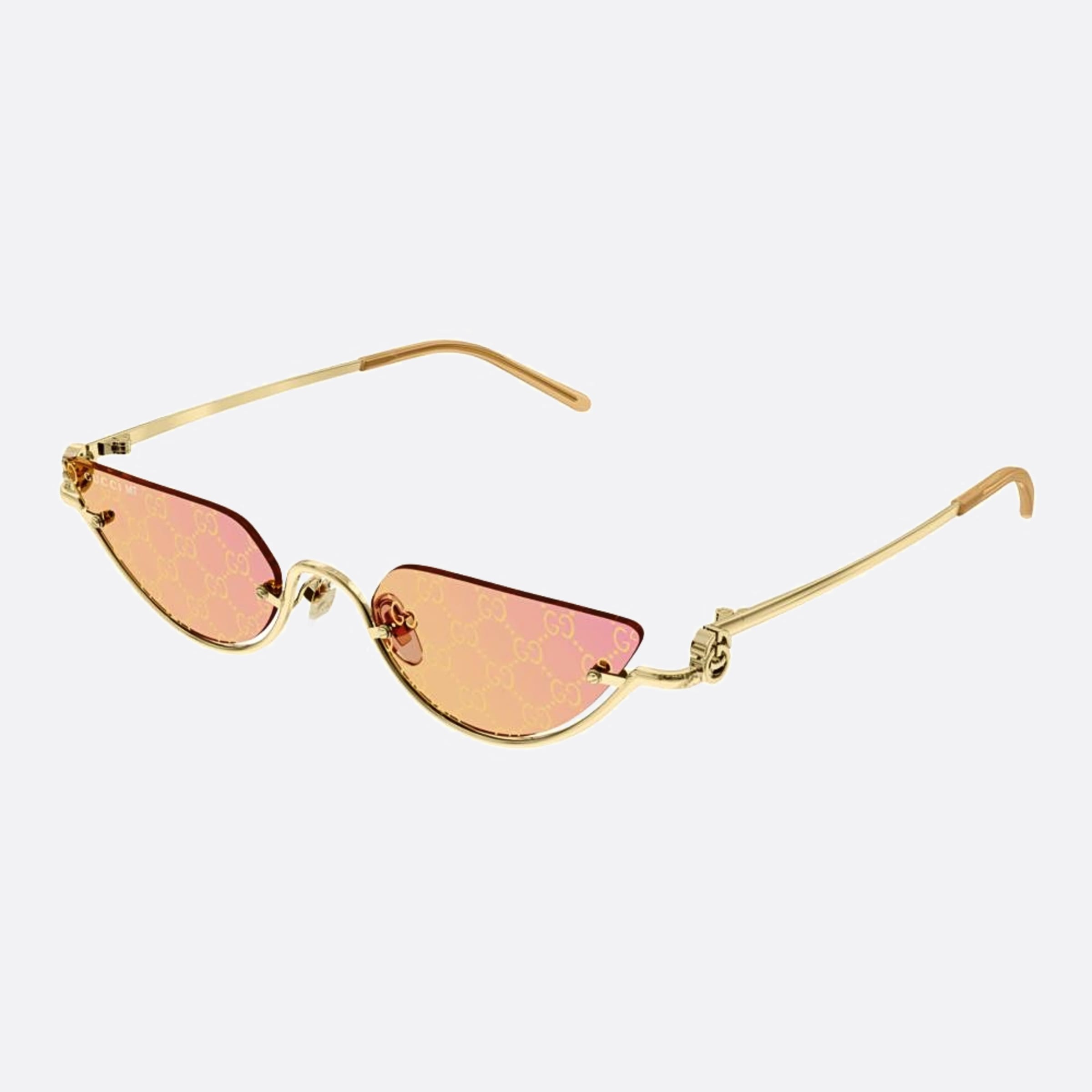 Gucci 53mm Gold Cat Eye Woman Sunglasses - Side View