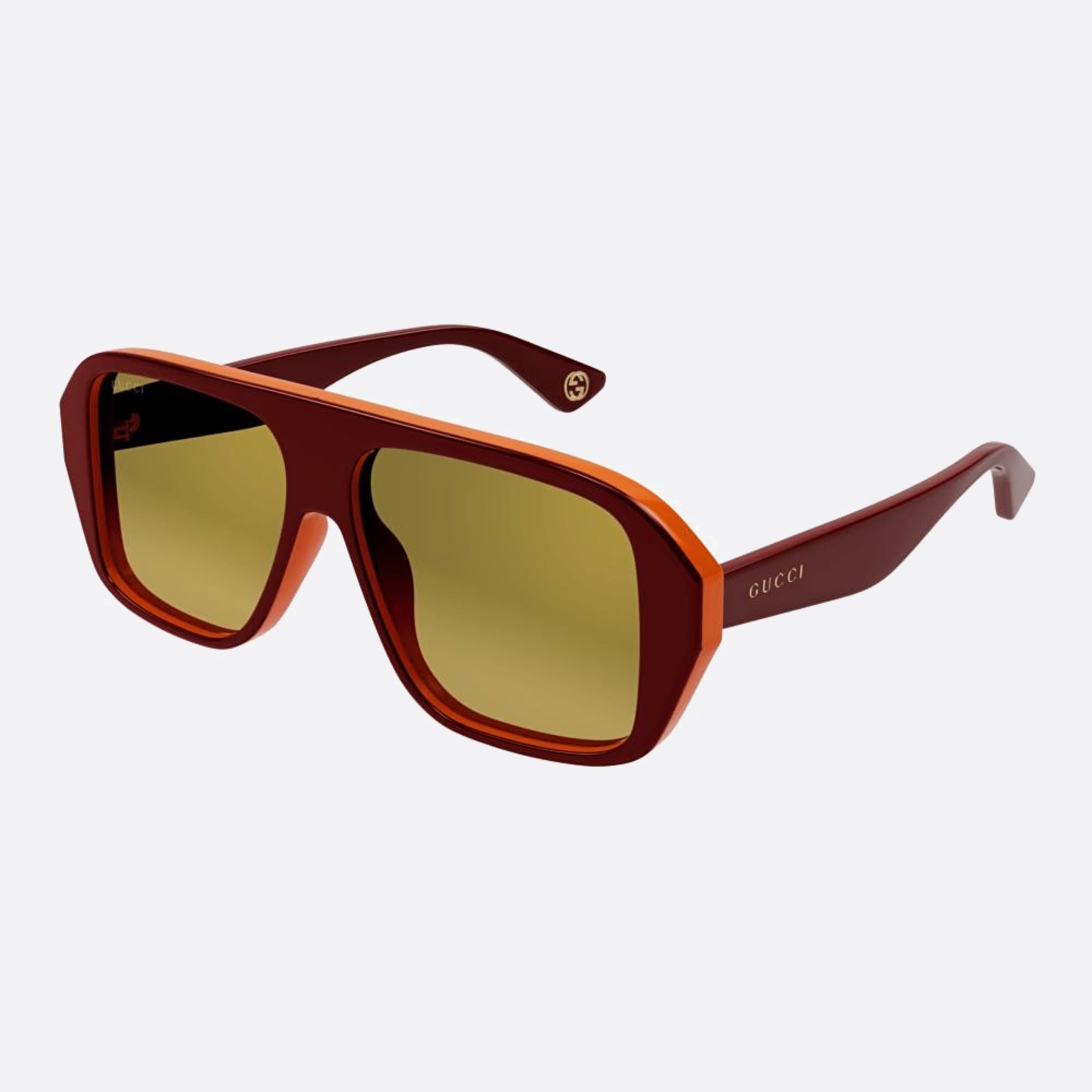 Gucci 57mm Red Pilot Man Sunglasses - Side View