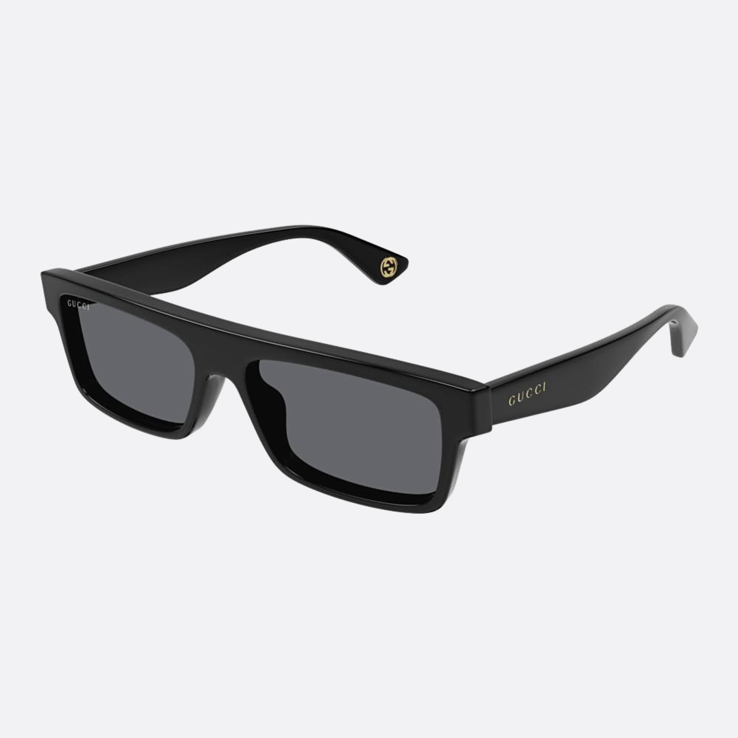 Gucci 57mm Black Squared Man Sunglasses - Side View