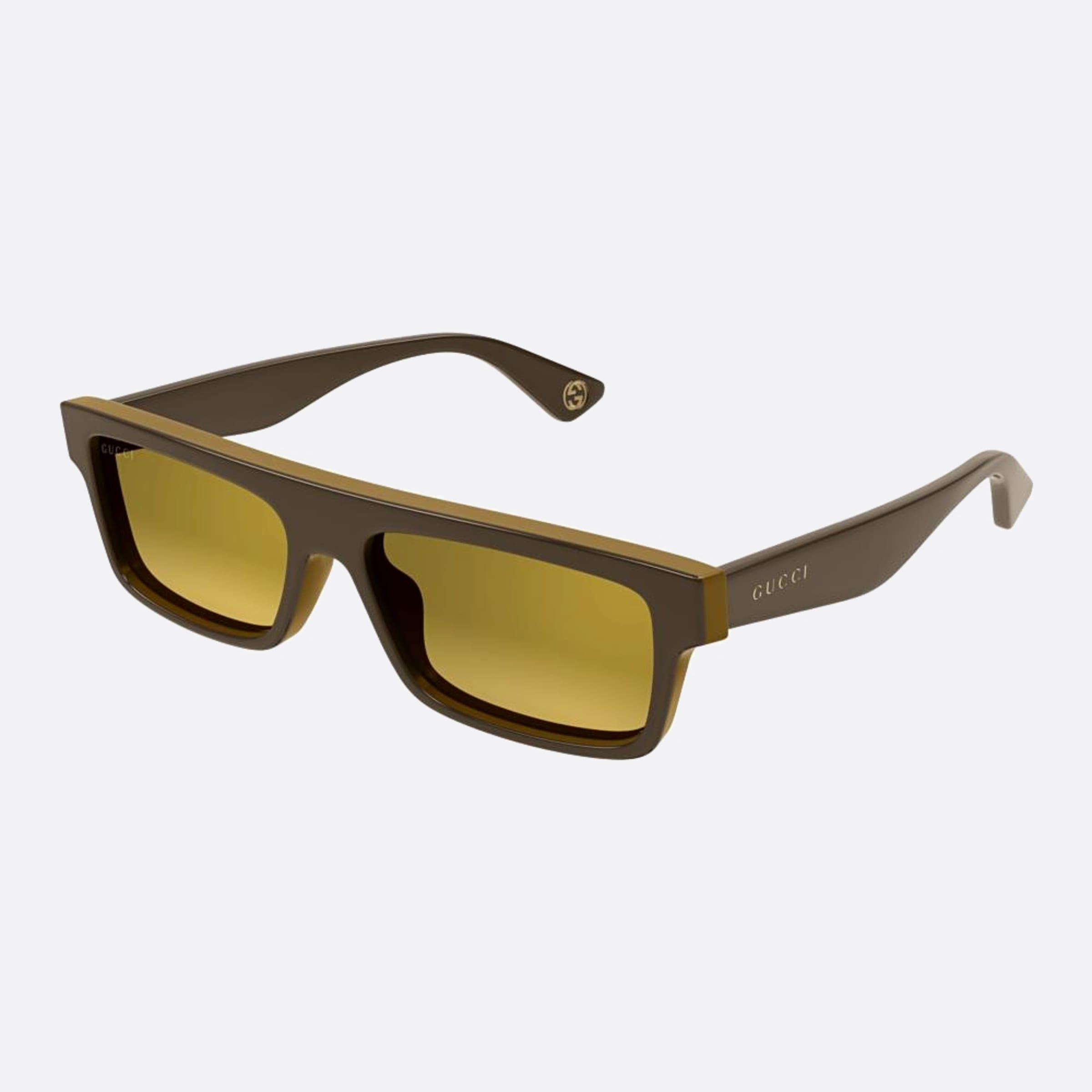 Gucci 57mm Brg Brown Squared Man Sunglasses - Side View