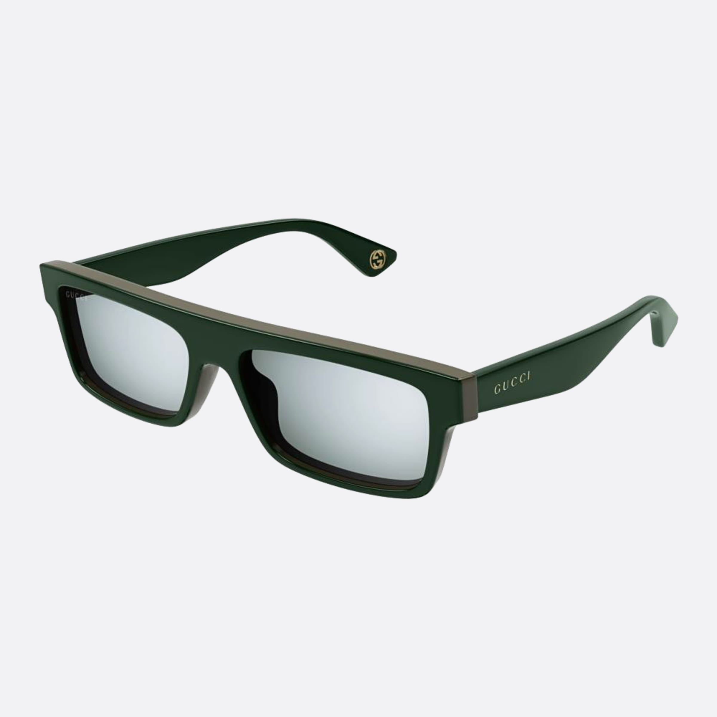 Gucci 57mm Grs Green Squared Man Sunglasses - Side View
