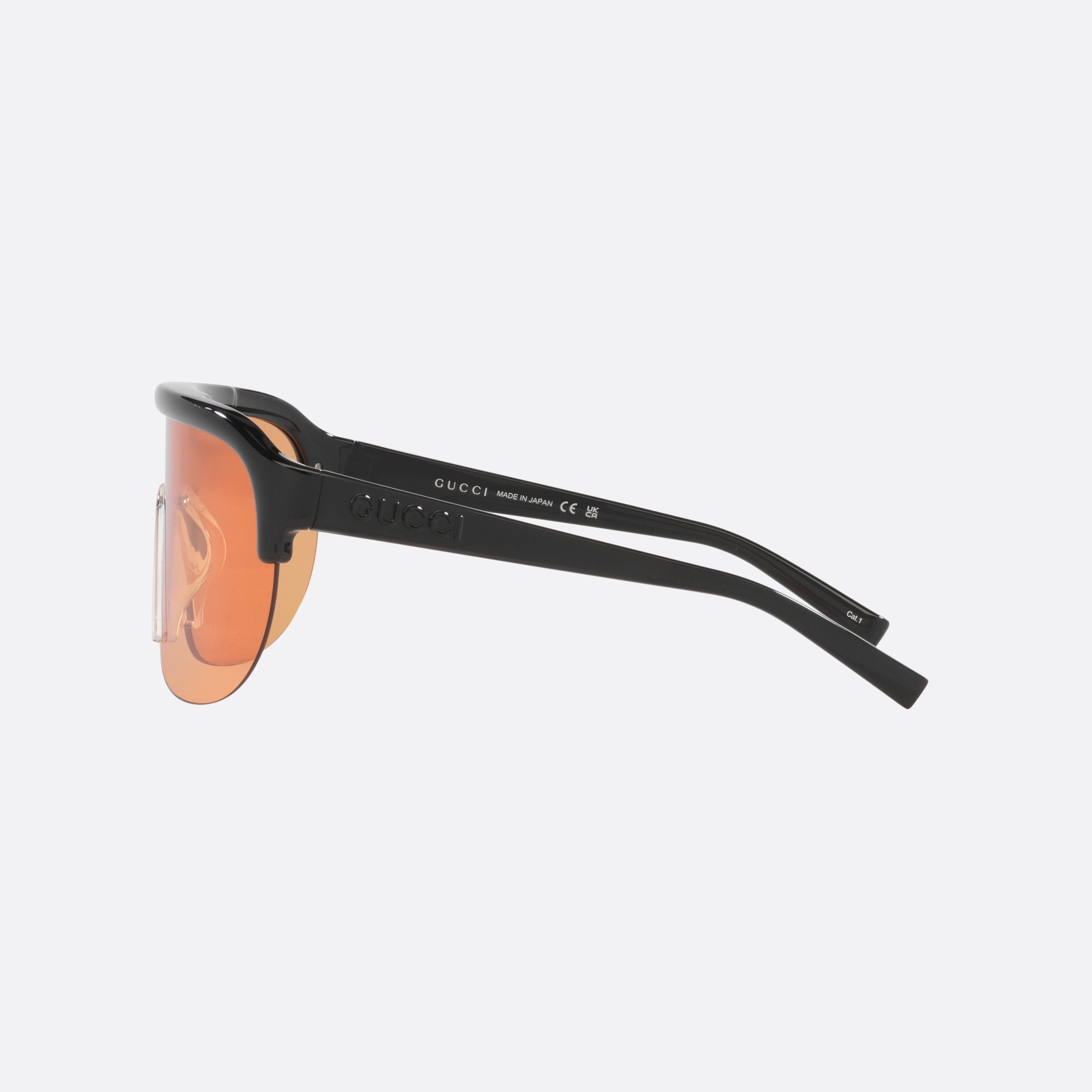 Gucci 99mm Black Rectangle Man Sunglasses - Detail View