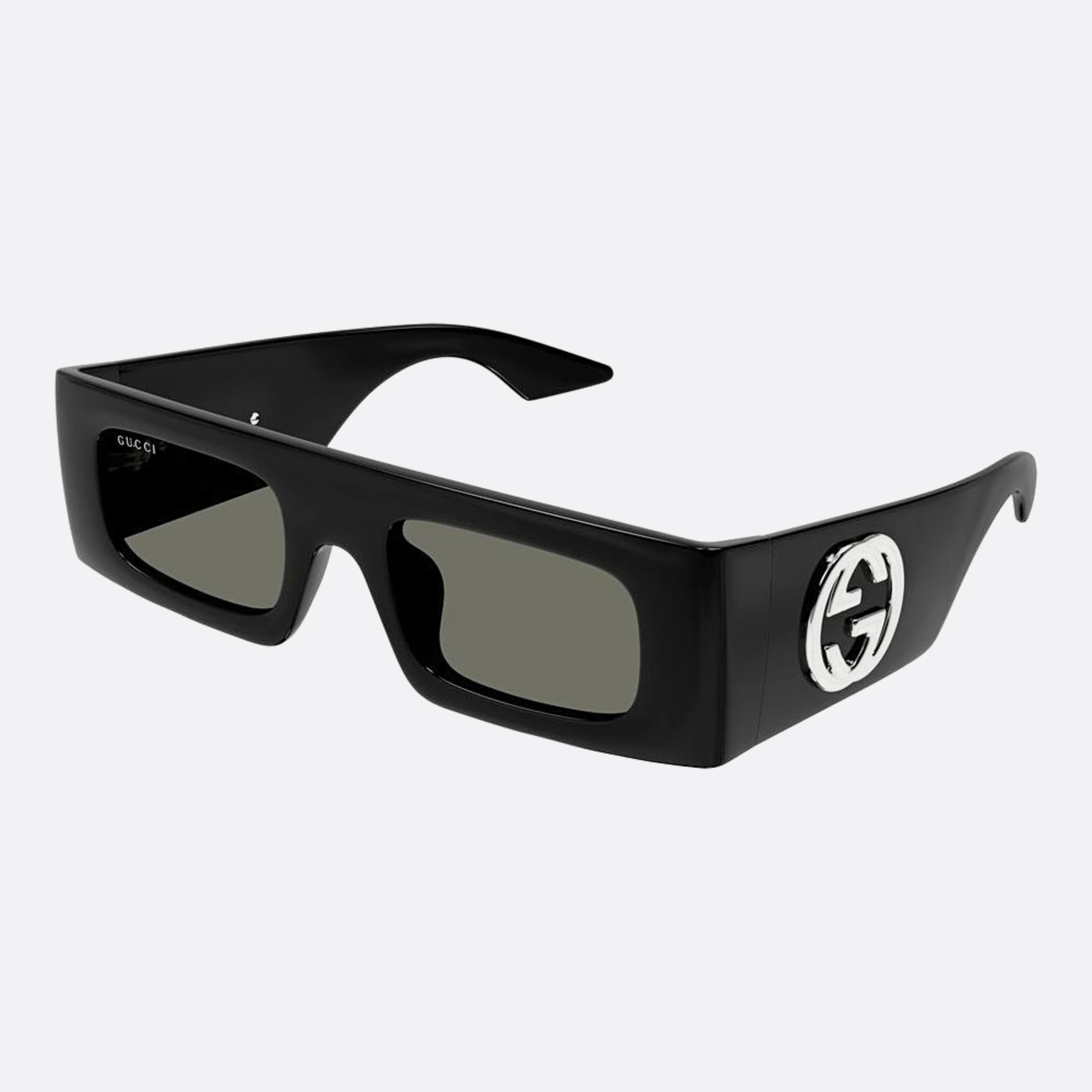 Gucci 49mm Black Rectangle Woman Sunglasses - Side View