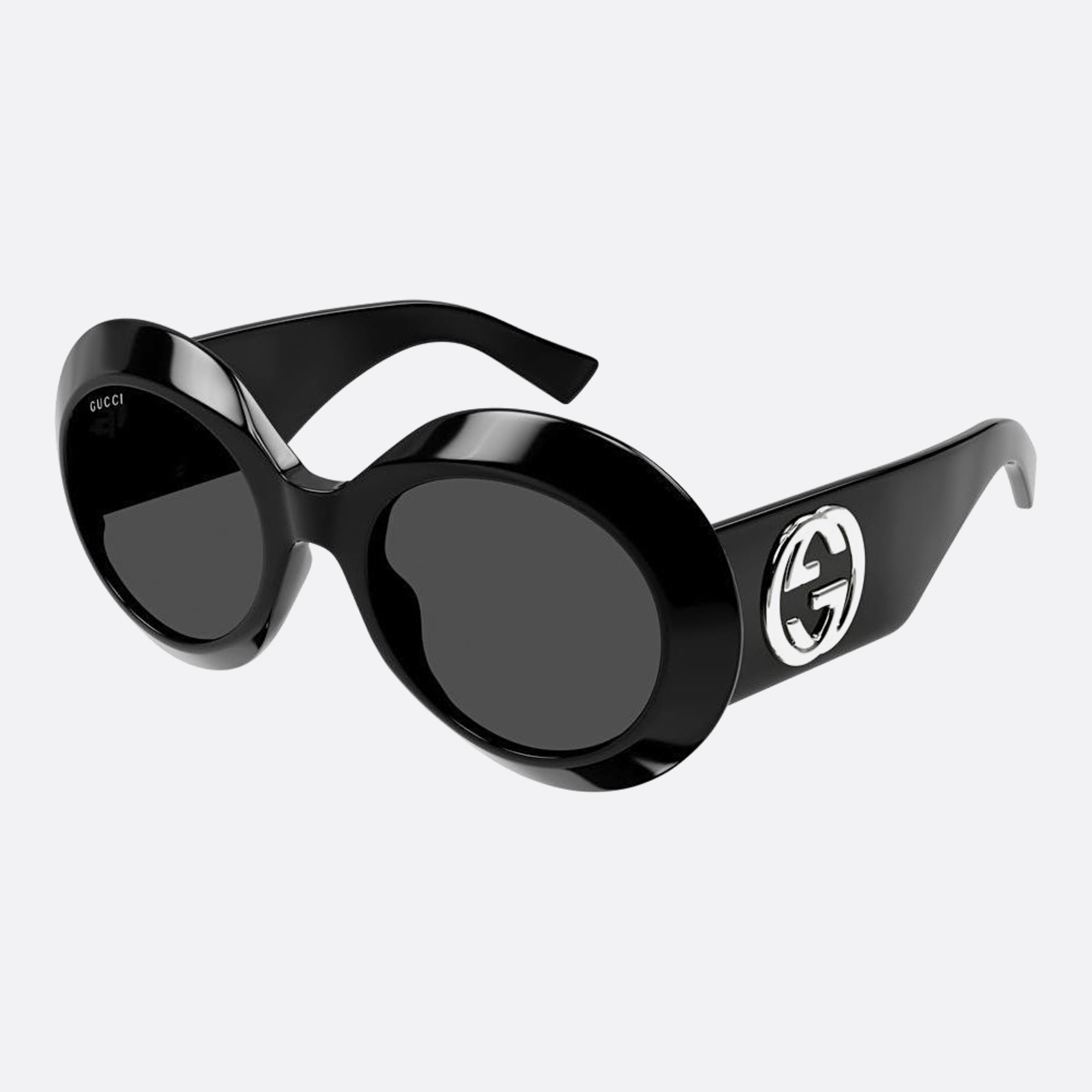 Gucci 54mm Black Round Woman Sunglasses - Side View