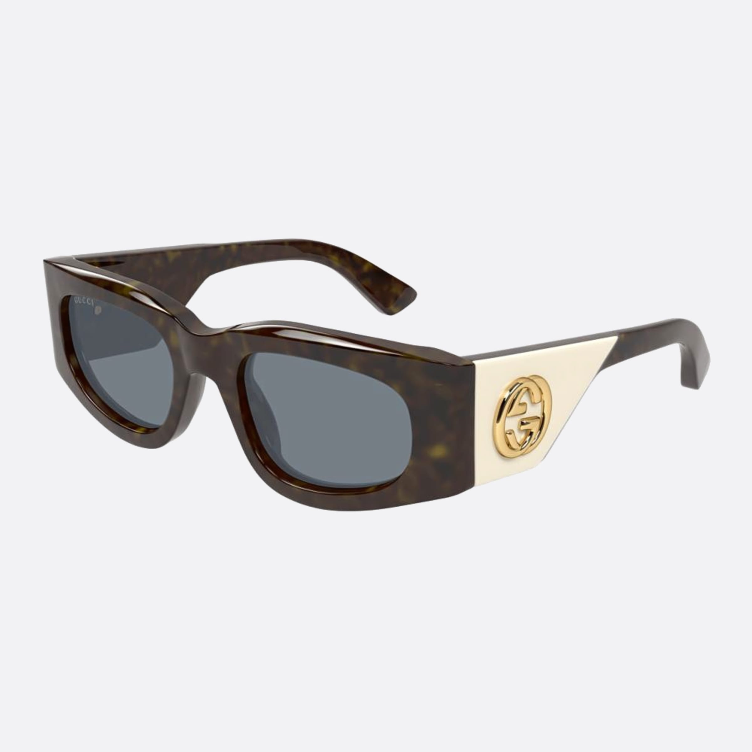 Gucci 51mm Hvg Havana Squared Woman Sunglasses - Side View