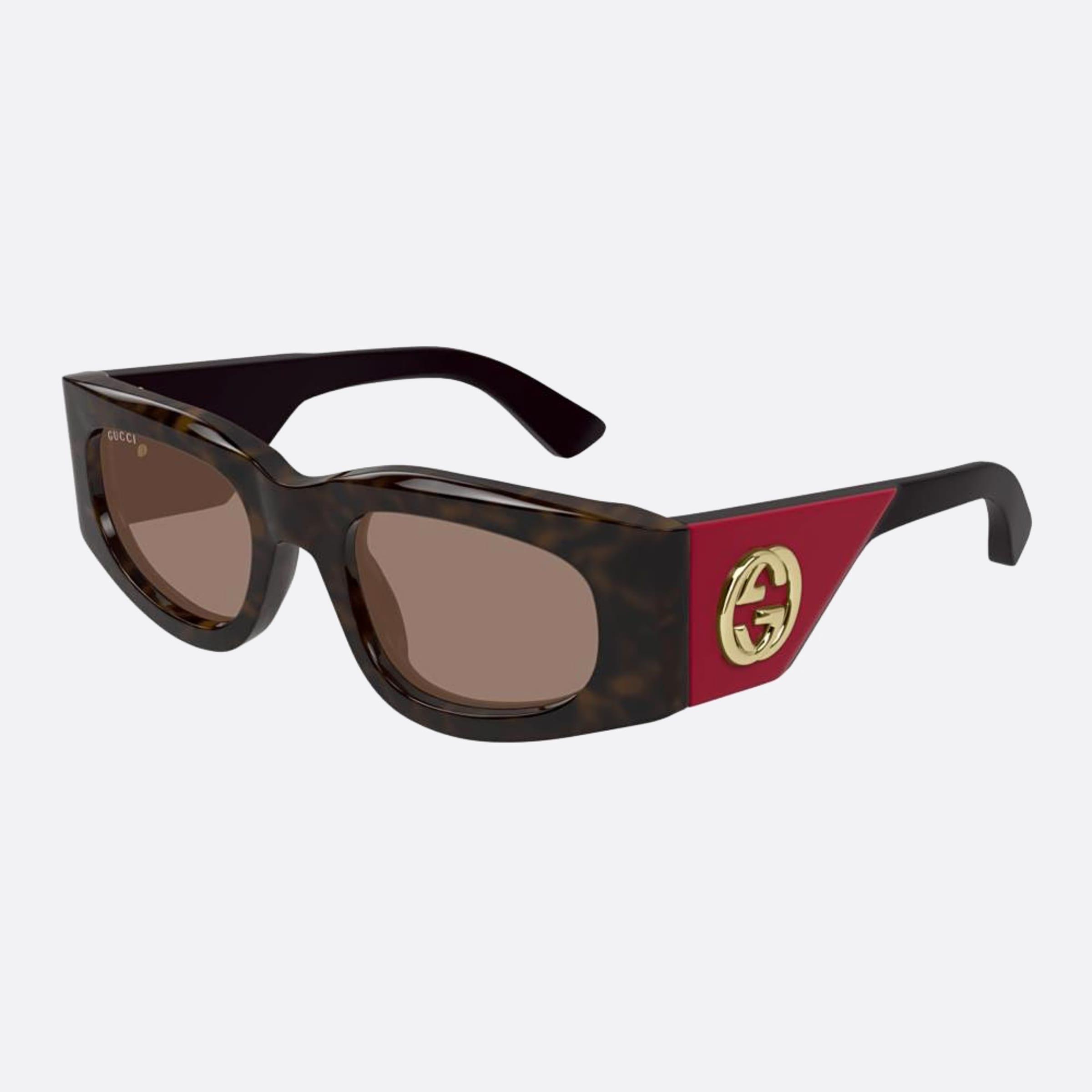 Gucci 51mm Rhb Havana Squared Woman Sunglasses - Side View