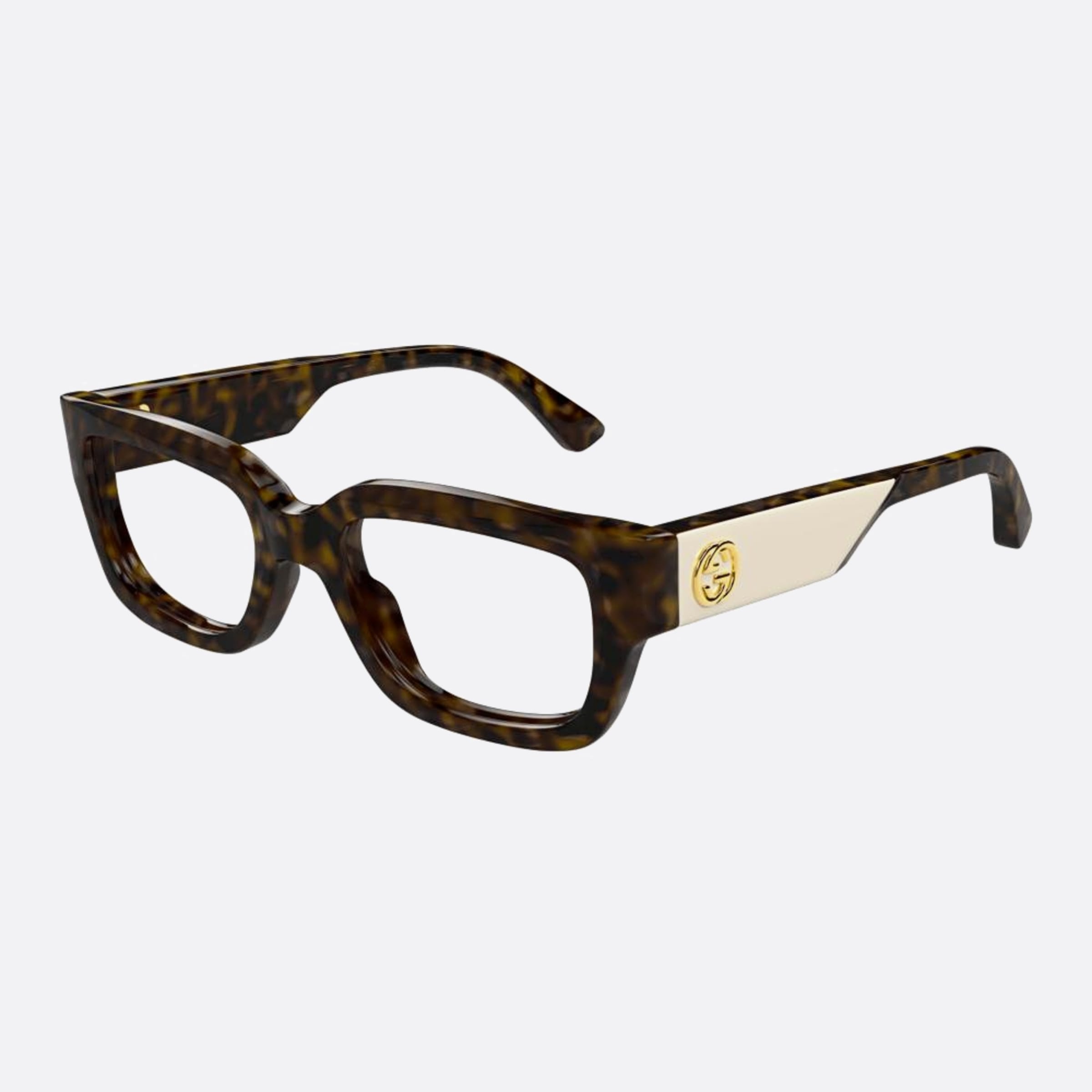 Gucci 53mm Hvwh Havana Squared Woman Eyeglasses - Side View