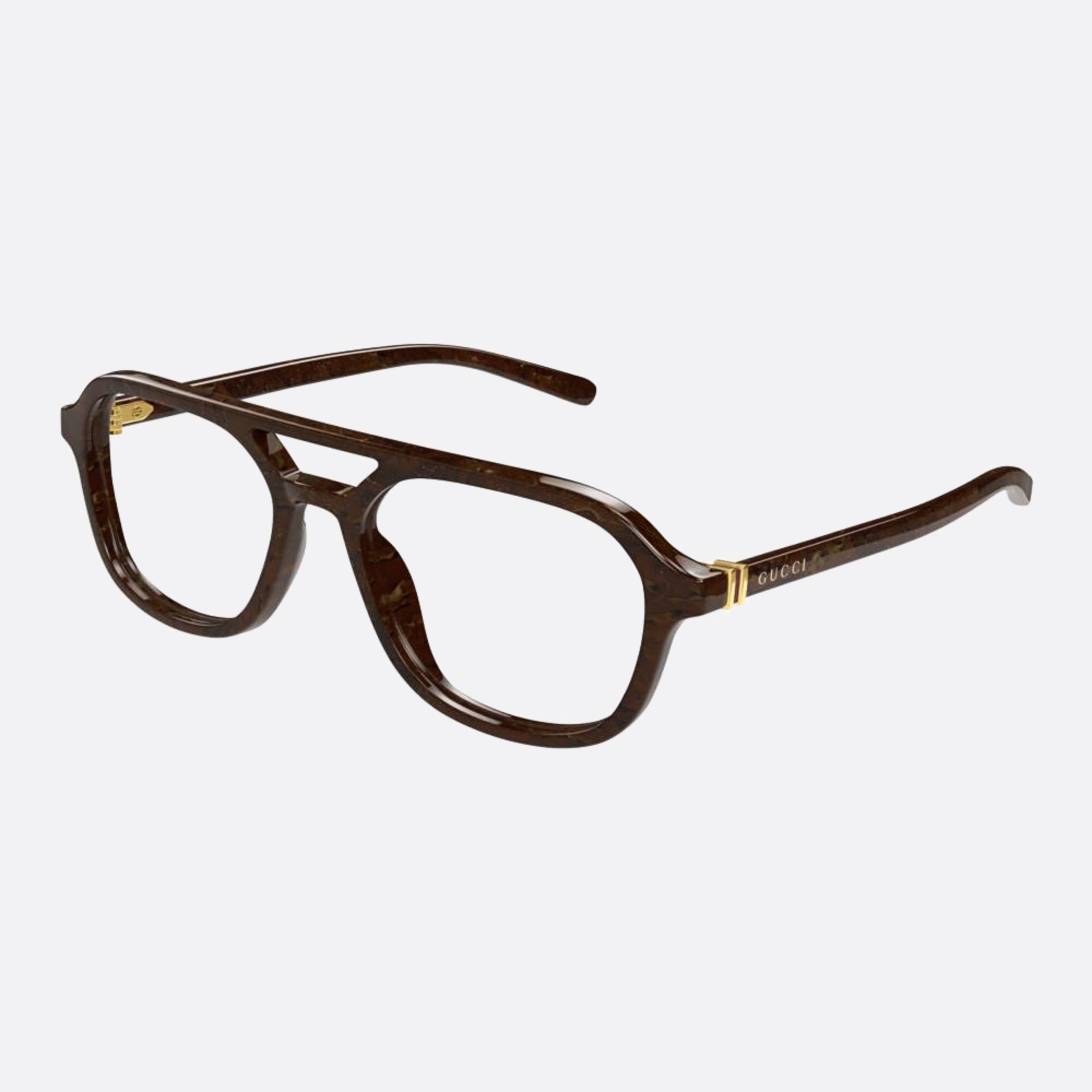 Gucci 53mm Brown Pilot Man Eyeglasses - Side View