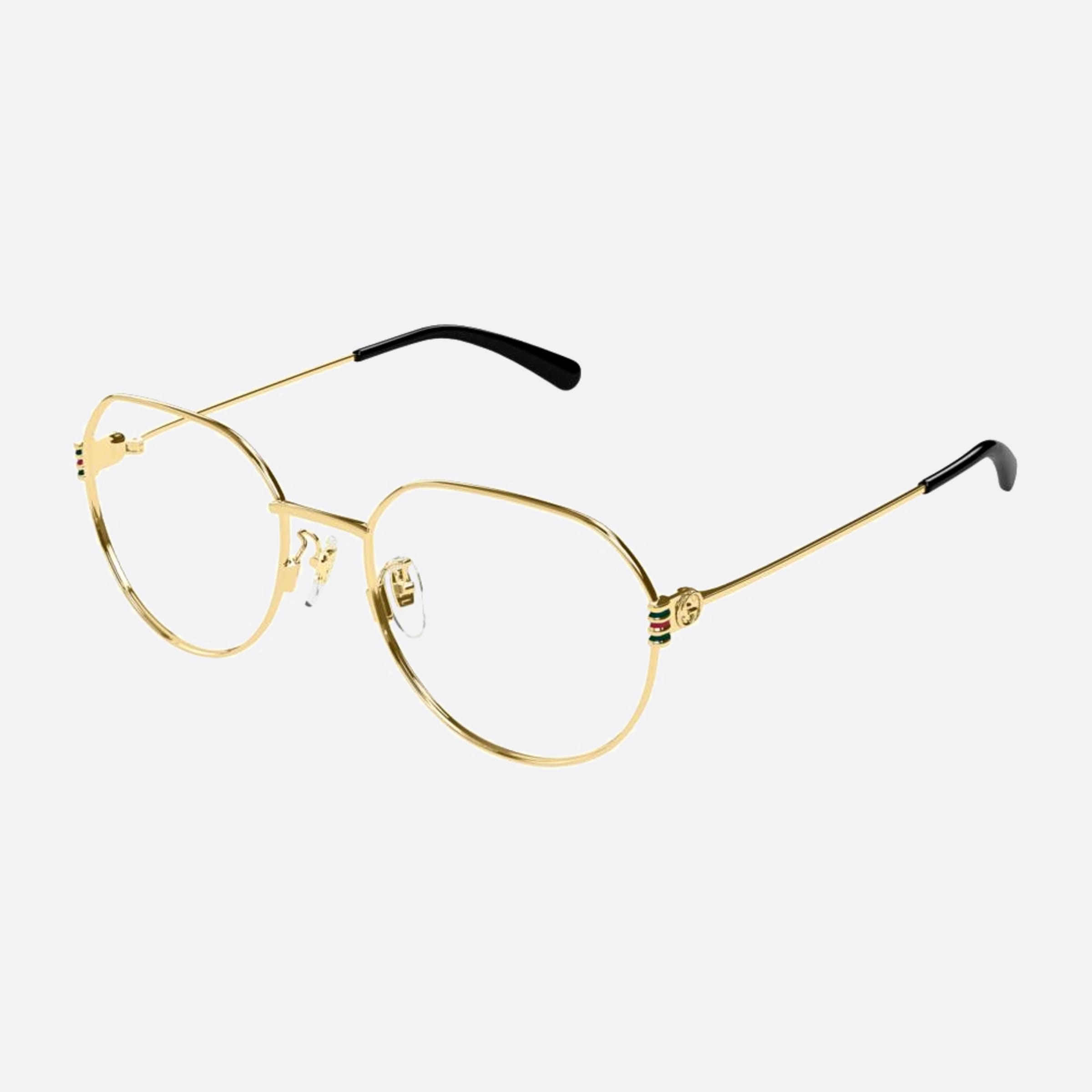 Gucci 55mm Gldblk Gold Round Woman Eyeglasses - Side View