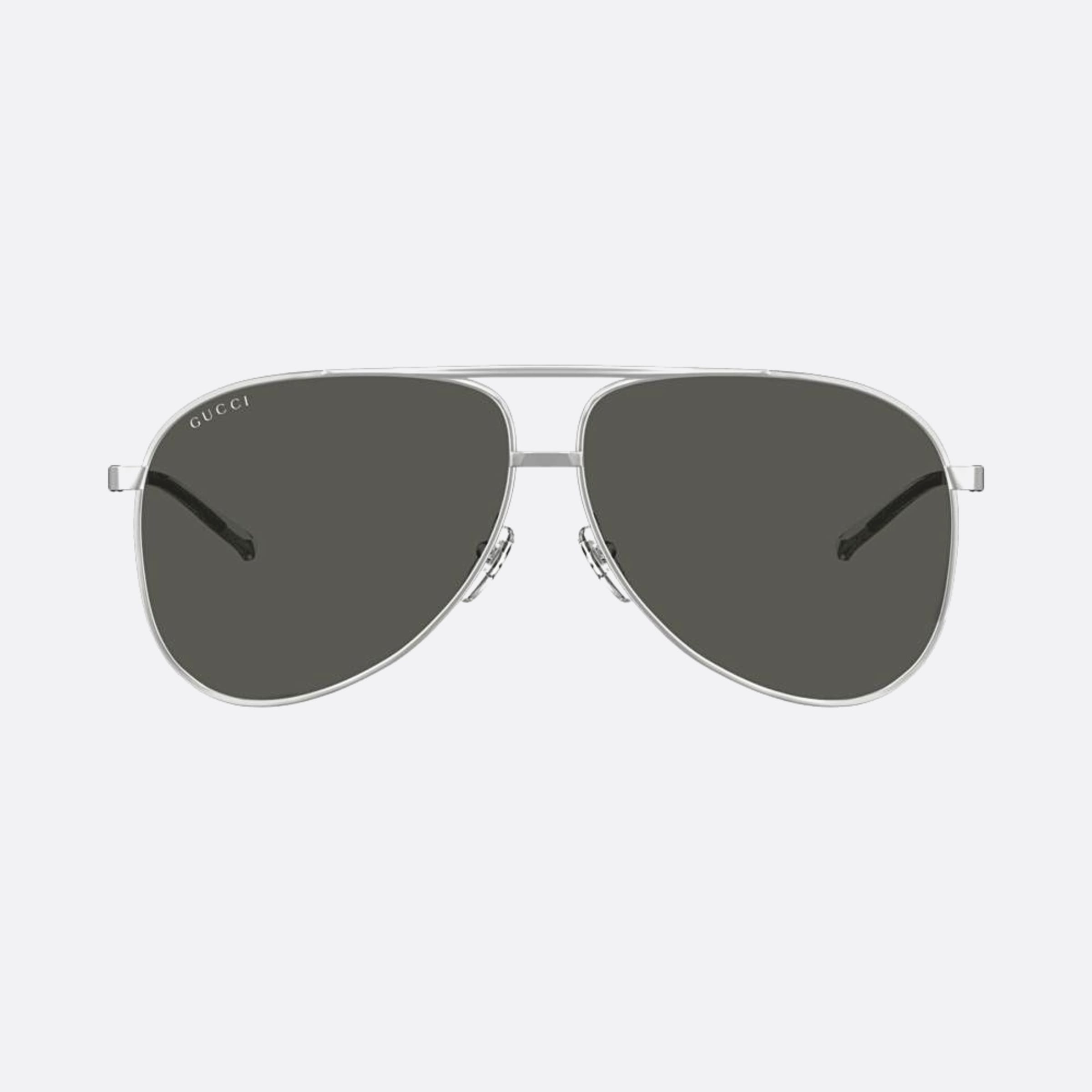 Gucci 62mm Sig Silver Pilot Man Sunglasses - Main View