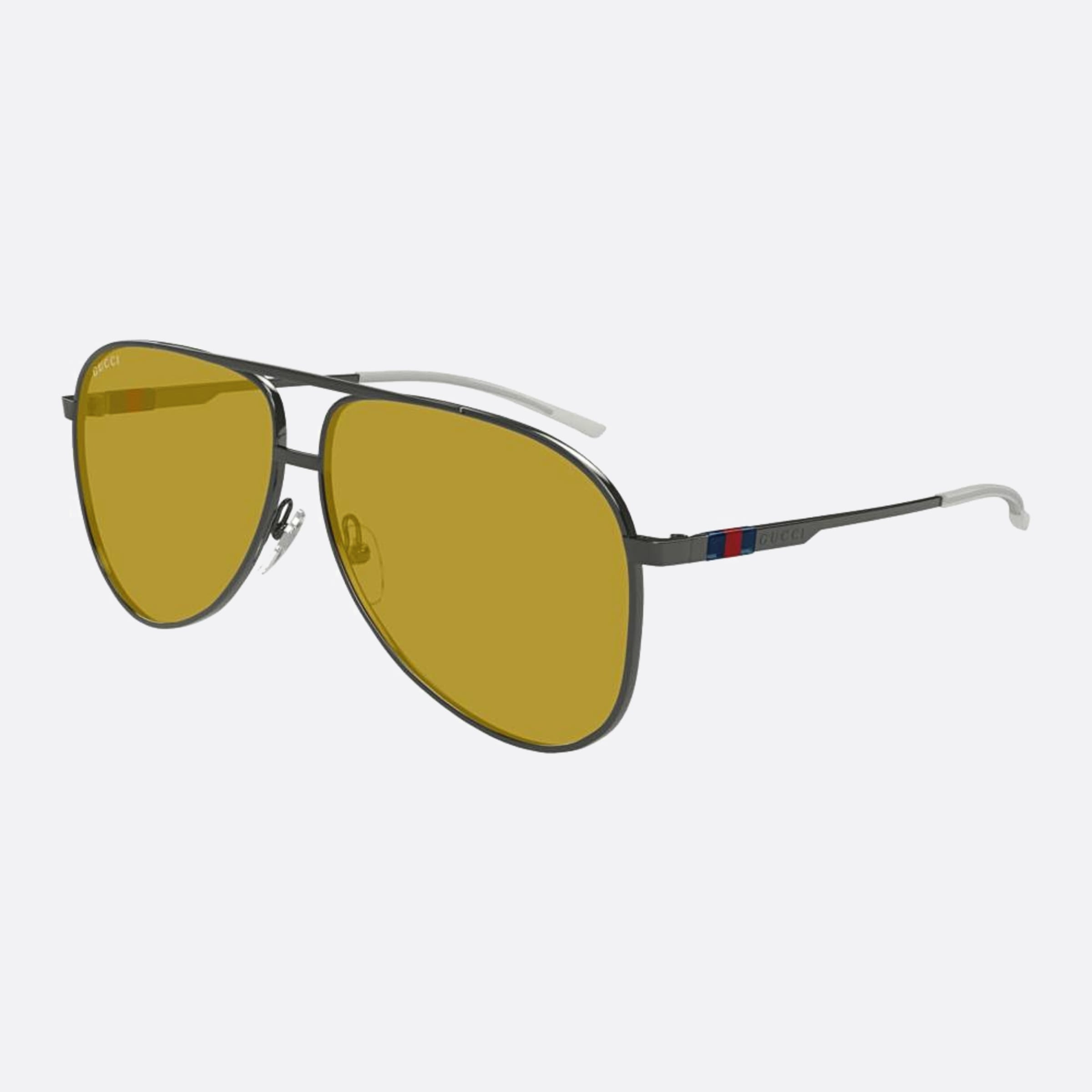 Gucci 62mm Rty Ruthenium Pilot Man Sunglasses - Side View