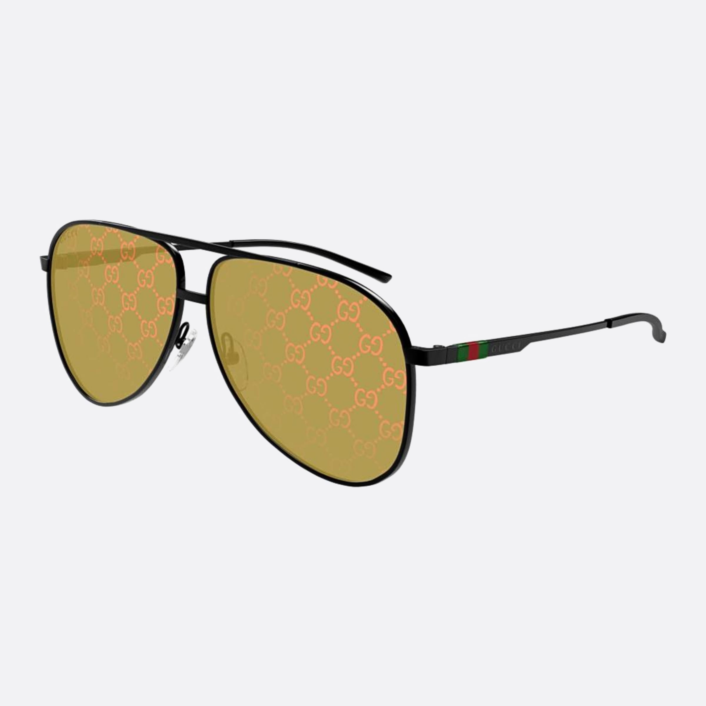 Gucci 62mm Bky Black Pilot Man Sunglasses - Side View