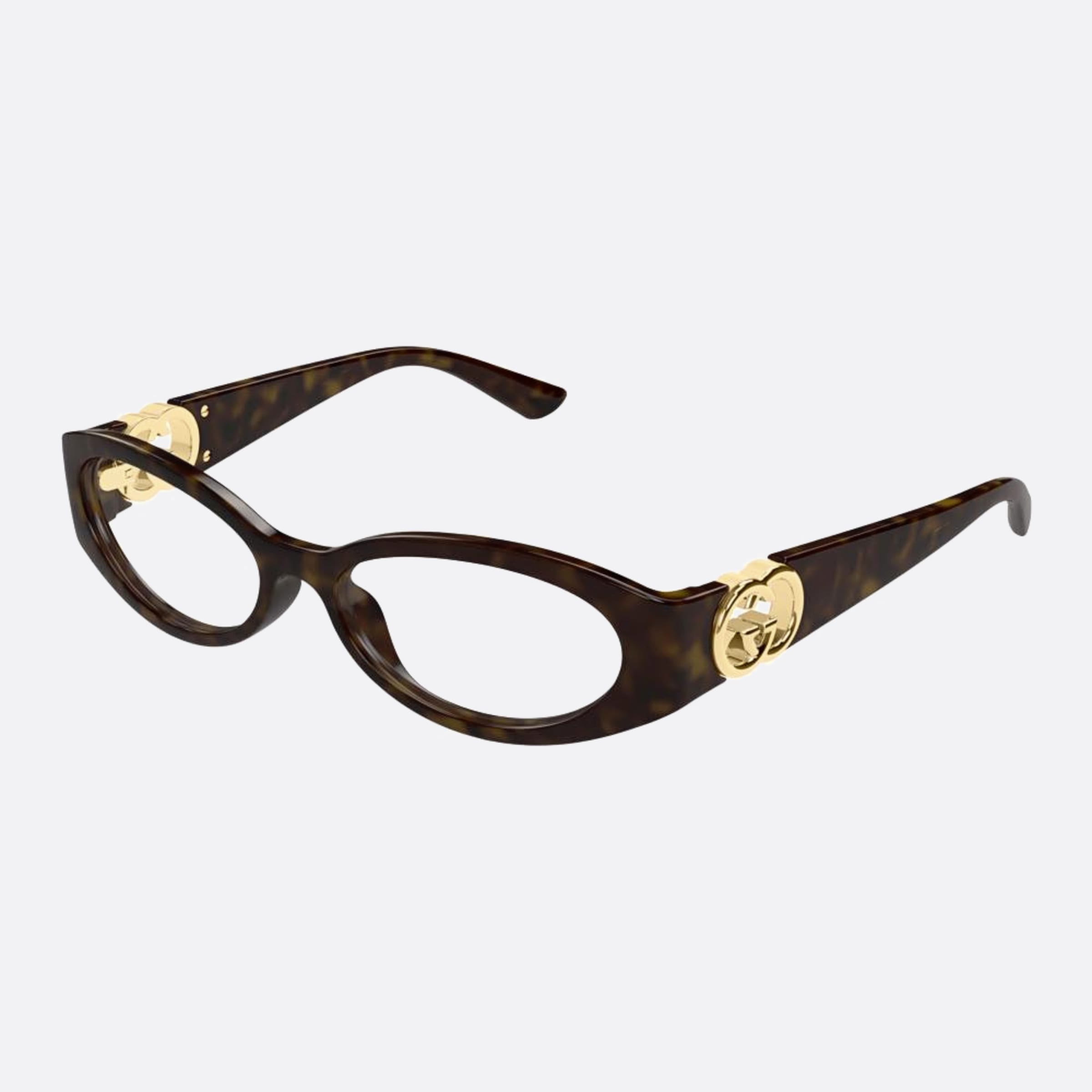Gucci 52mm Havana Oval Woman Eyeglasses - Side View