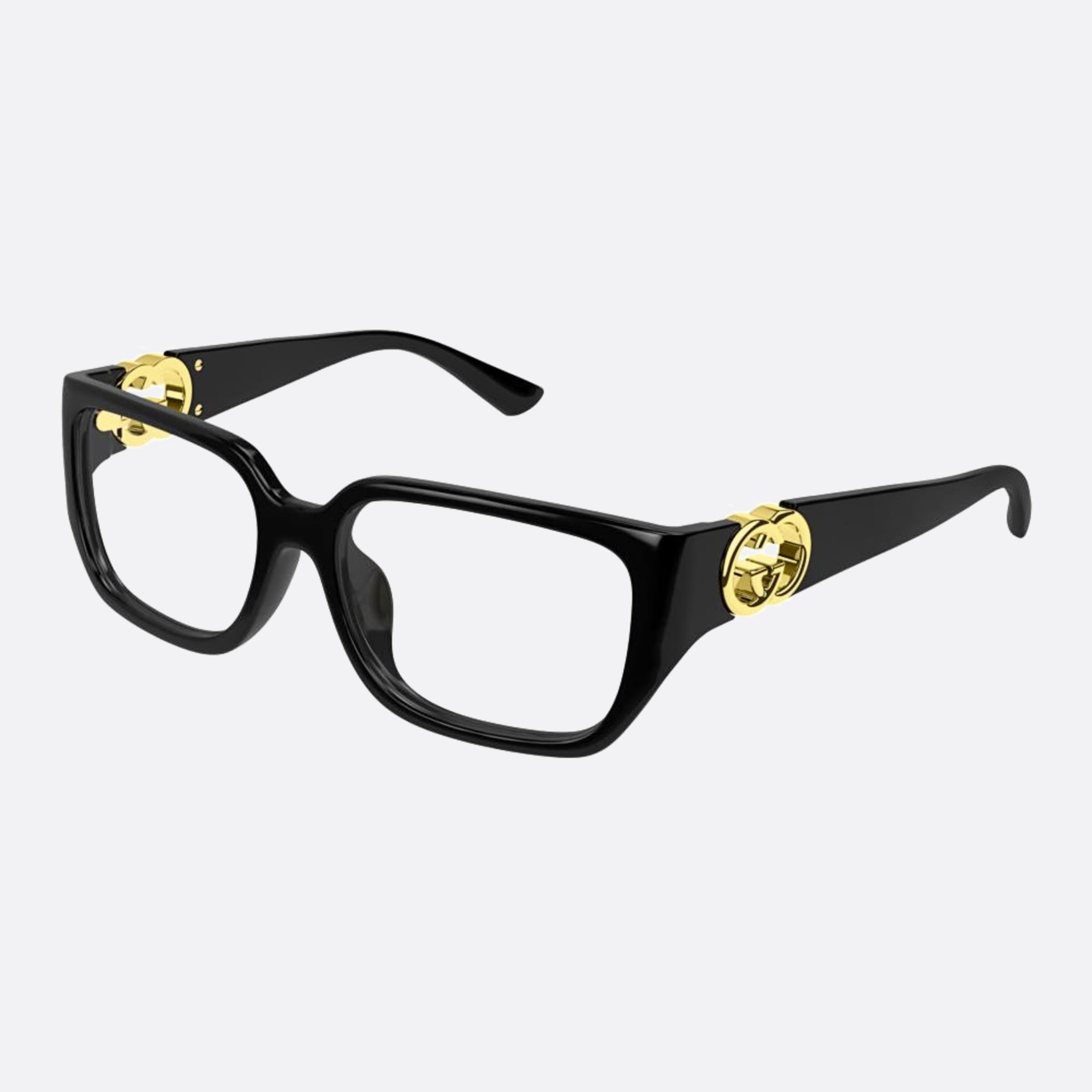 Gucci 55mm Black Squared Woman Eyeglasses - Side View