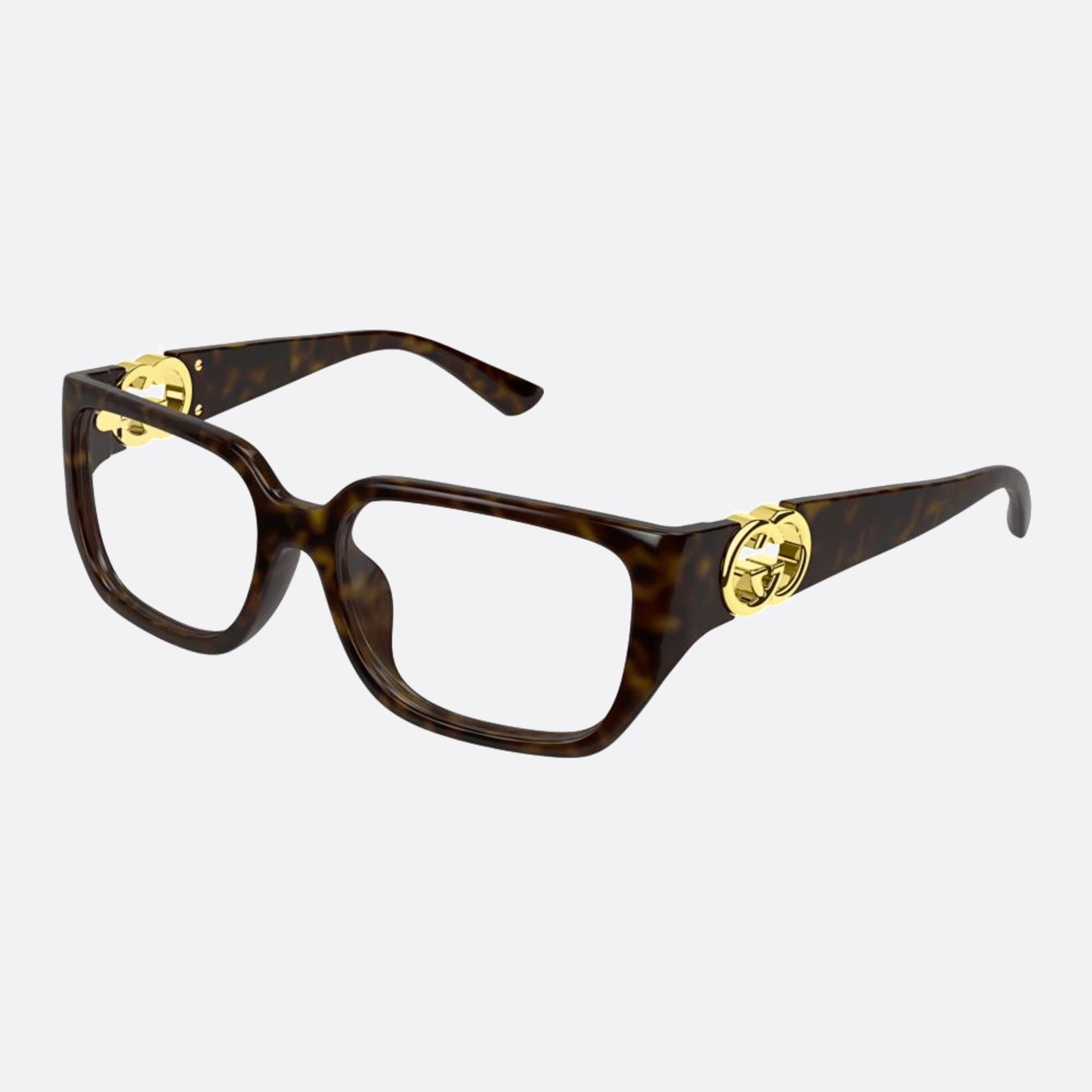 Gucci 55mm Havana Squared Woman Eyeglasses - Side View