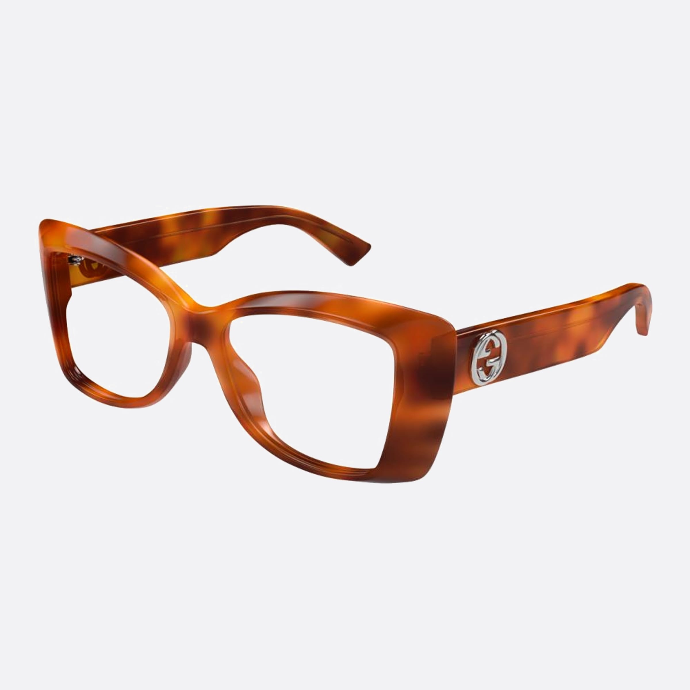 Gucci 50mm Orhvn Havana Squared Woman Eyeglasses - Side View