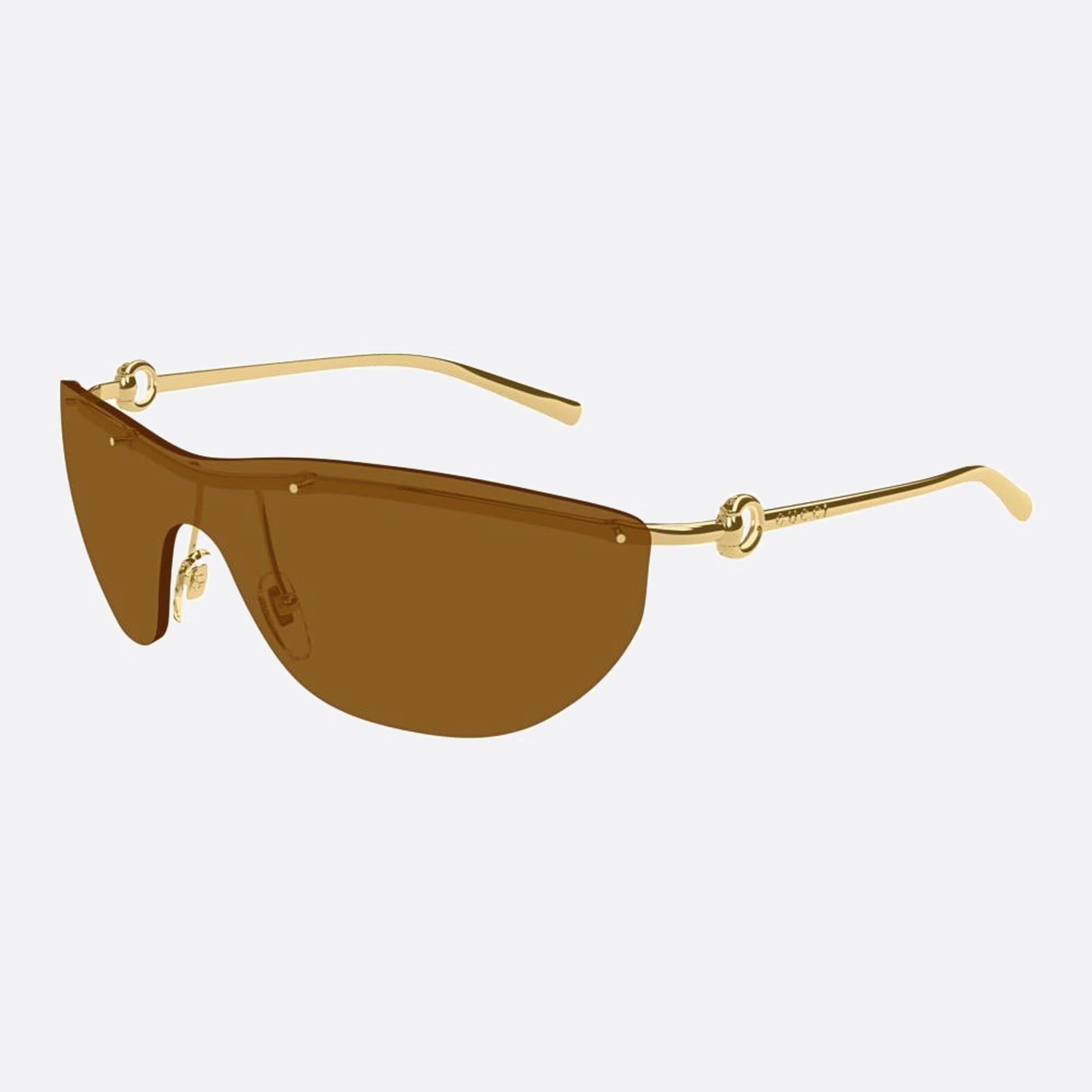 Gucci 99mm Gdbr Gold Shield Woman Sunglasses - Side View