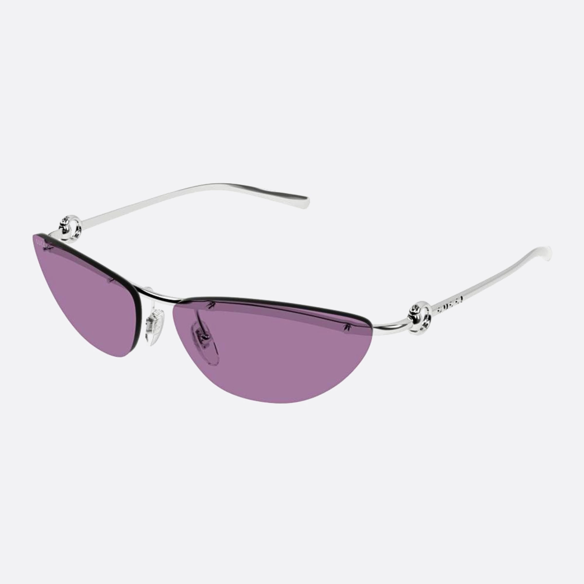 Gucci 61mm Sivi Silver Cat Eye Woman Sunglasses - Side View