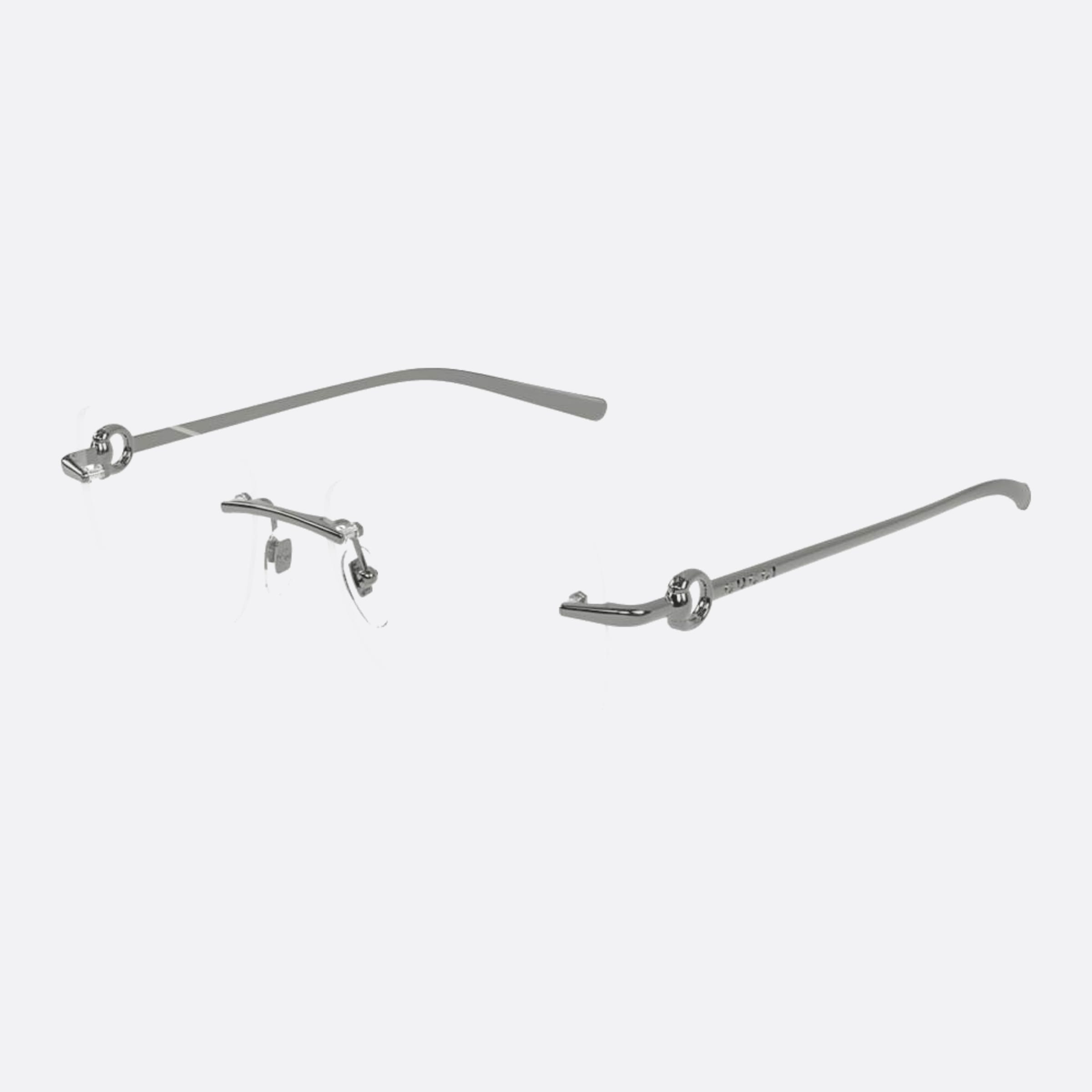 Gucci 55mm Silver Squared Man Eyeglasses - Side View
