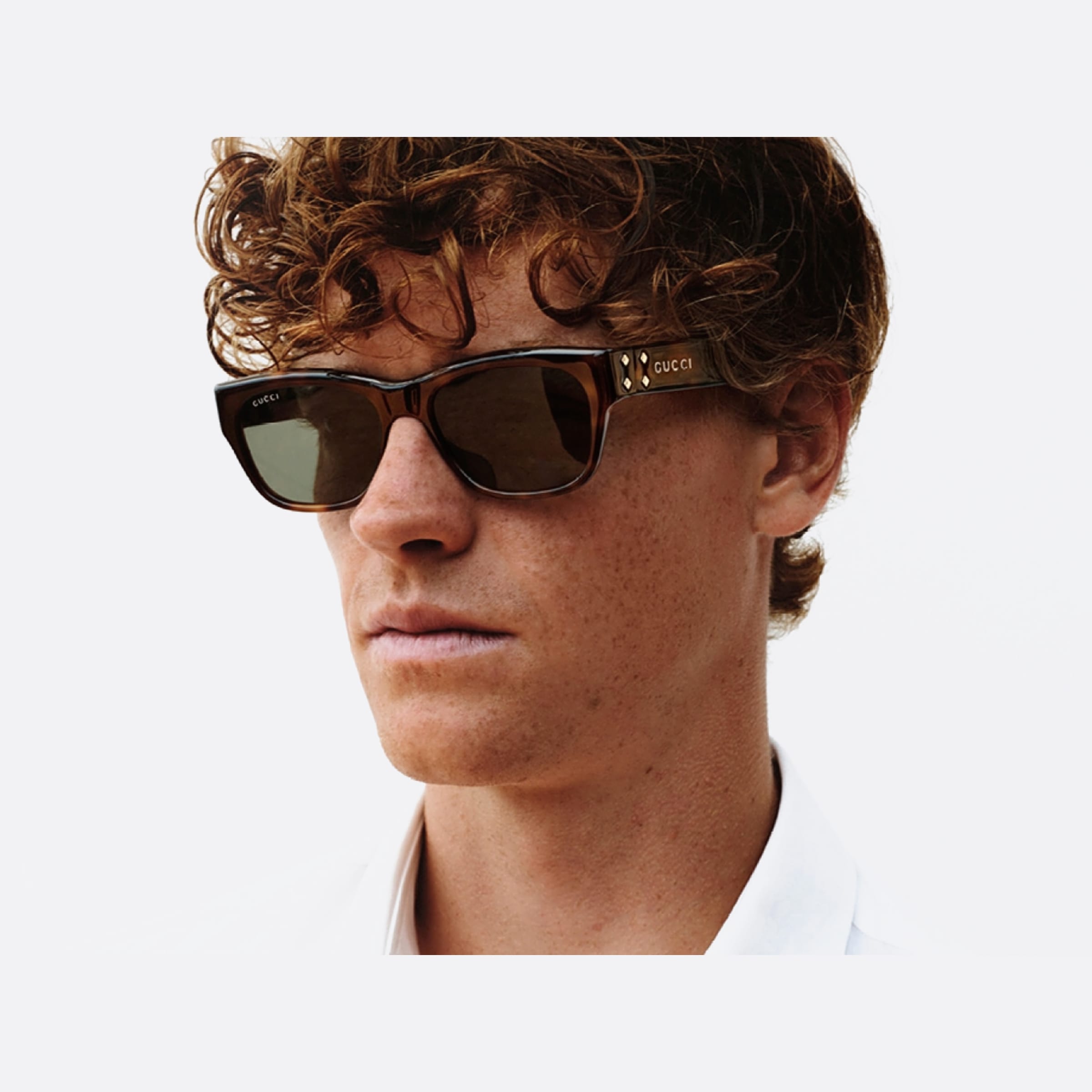 Gucci 55mm Hvgr Tortoise Rectangle Man Sunglasses - Side View