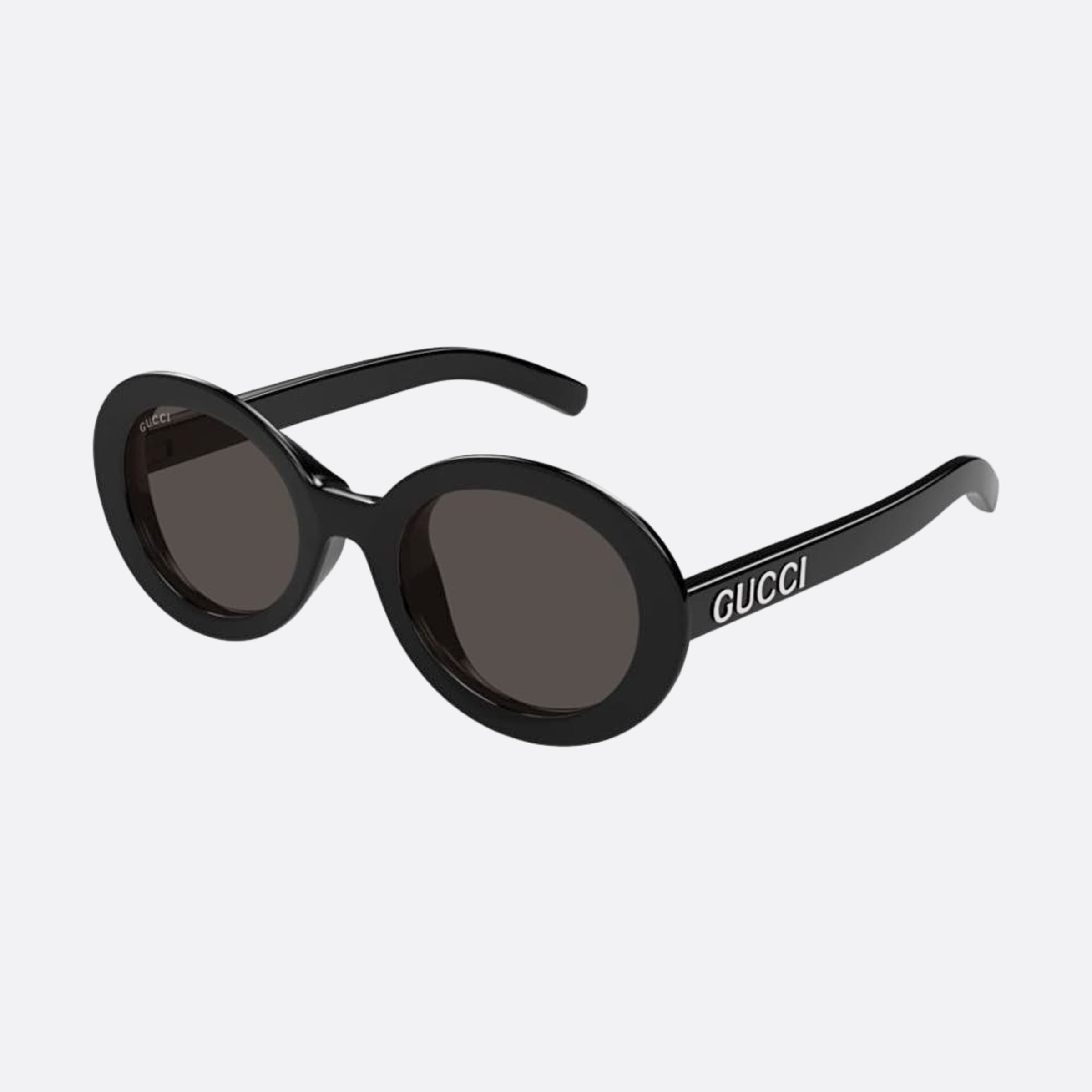 Gucci 53mm Black Oval Woman Sunglasses - Side View
