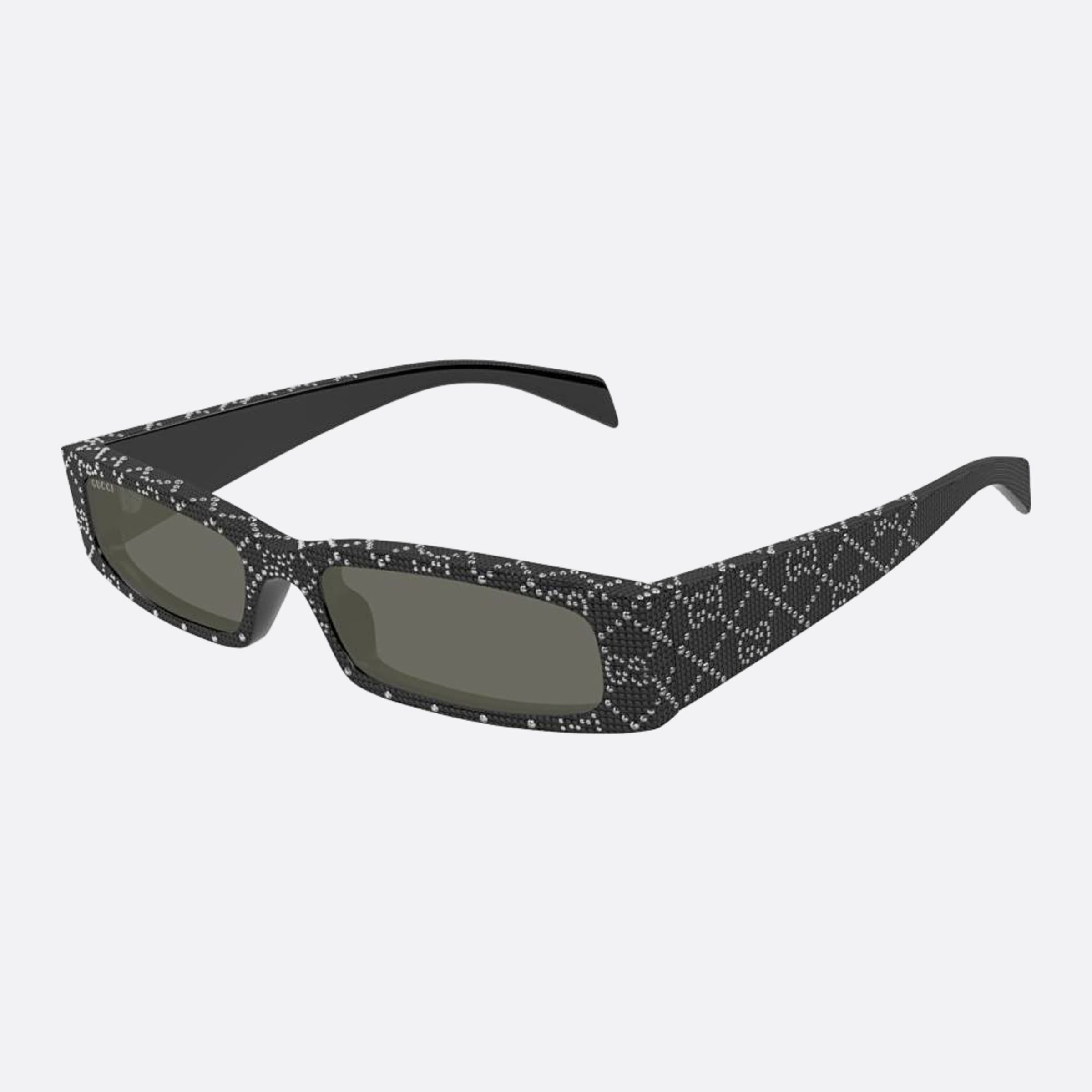 Gucci 56mm Black Rectangle Man Sunglasses - Side View