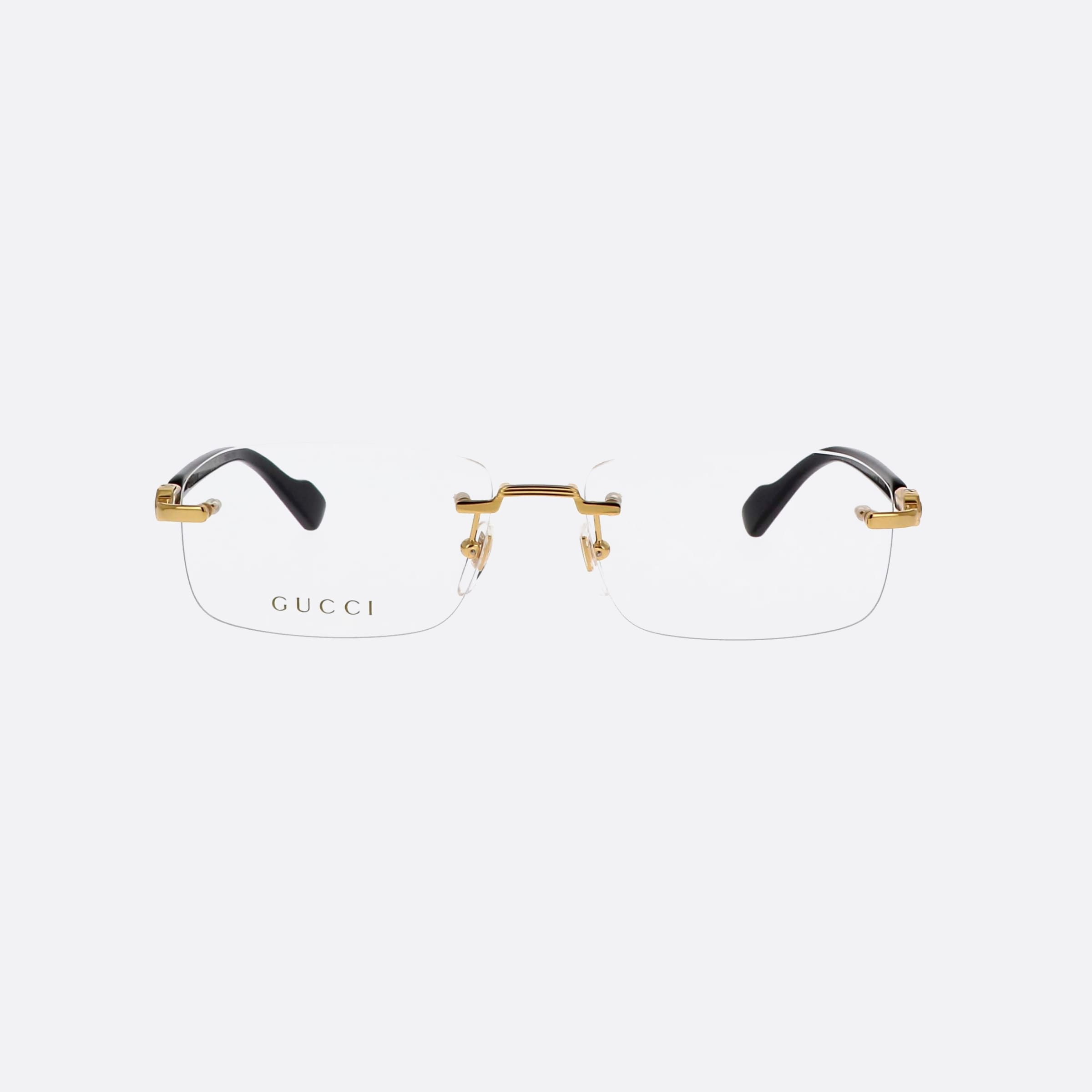 Gucci 56mm Gucci Logo Gold Rectangle Man Eyeglasses - Side View