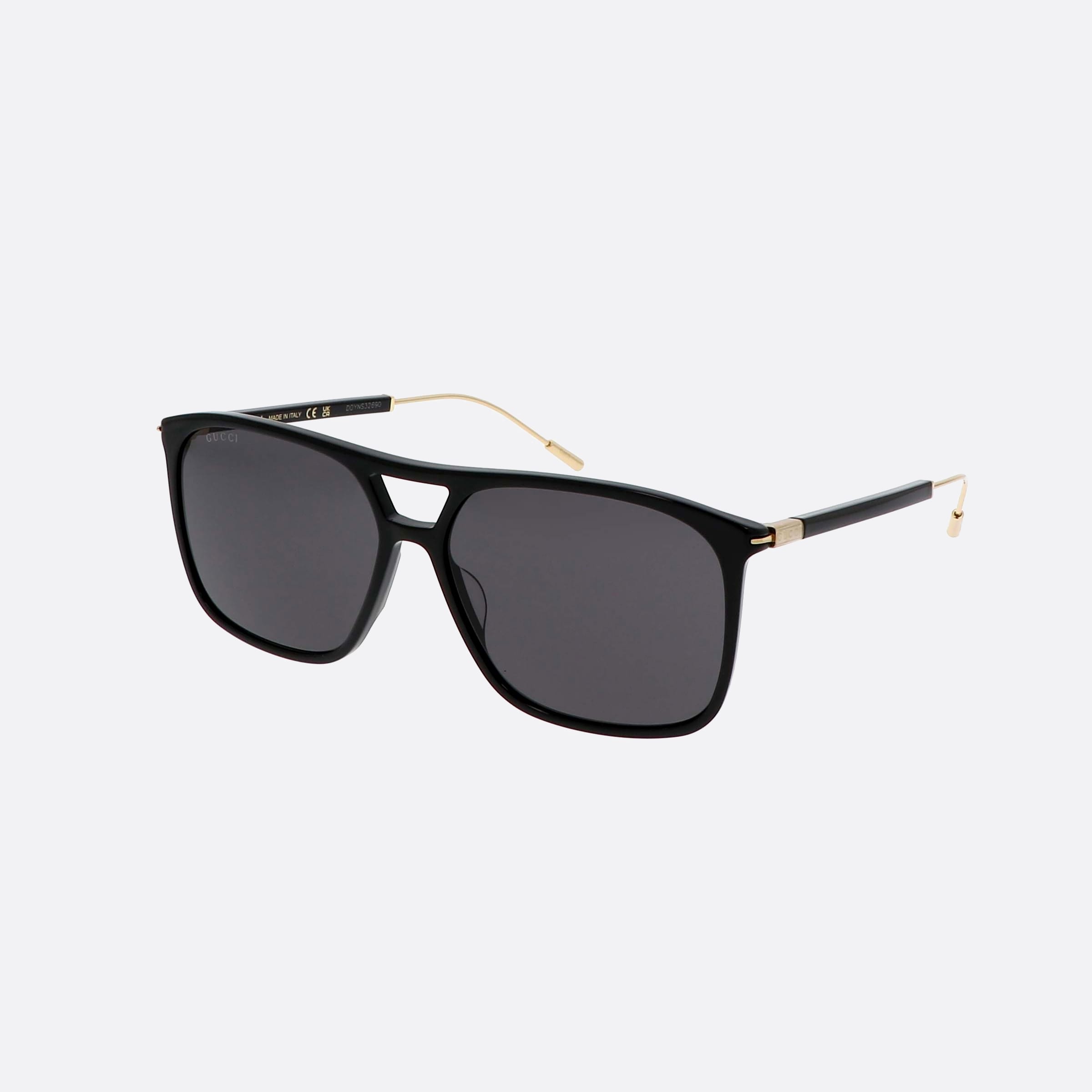 Gucci 60mm Gucci Logo Black Pilot Men Sunglasses - Main View