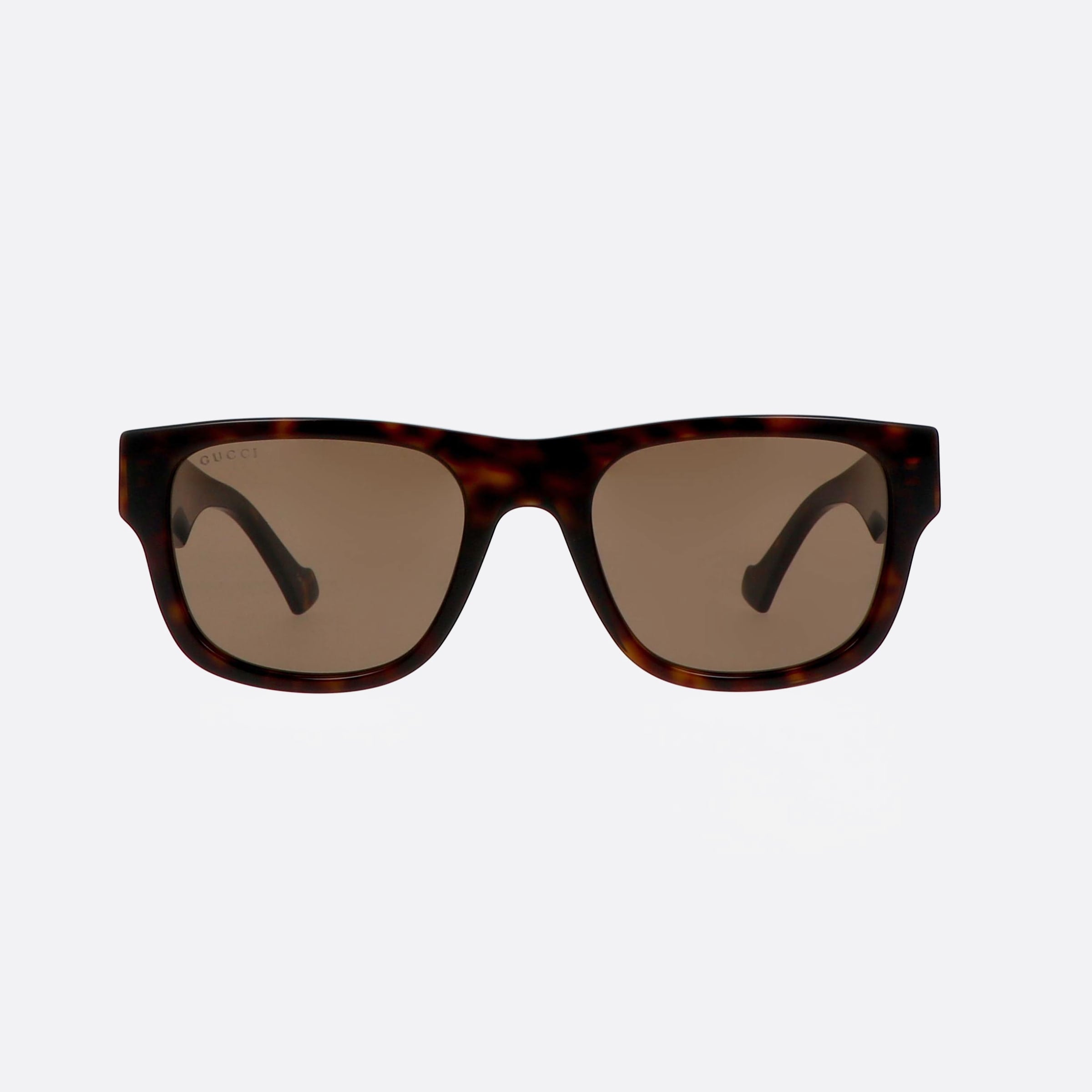 Gucci 53mm Lettering Havana Squared Man Sunglasses - Side View