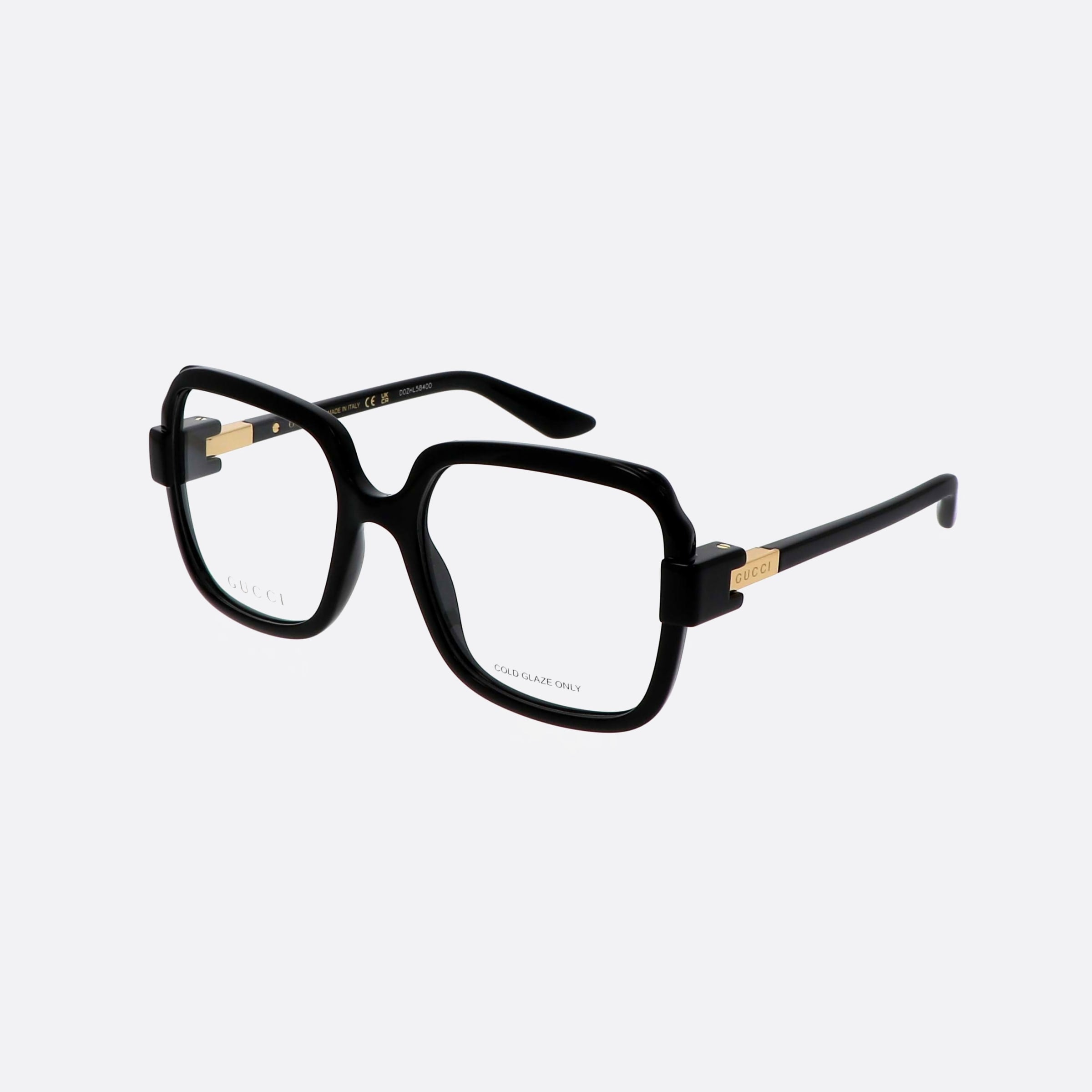 Gucci 55mm Lettering Black Squared Woman Eyeglasses - Main View