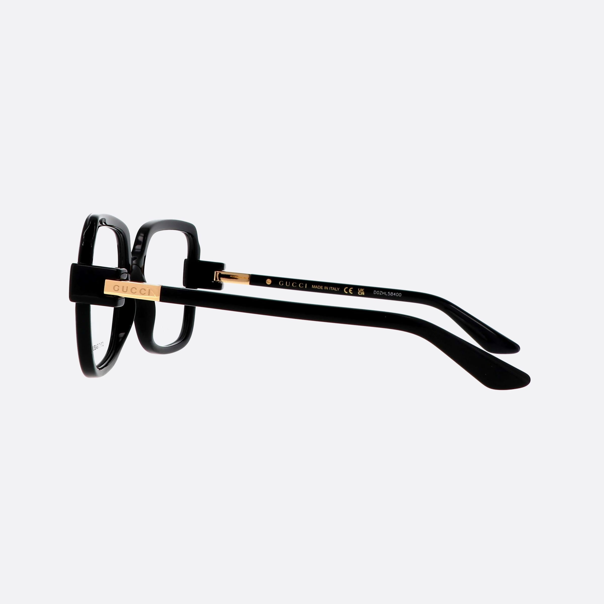 Gucci 55mm Lettering Black Squared Woman Eyeglasses - Detail View