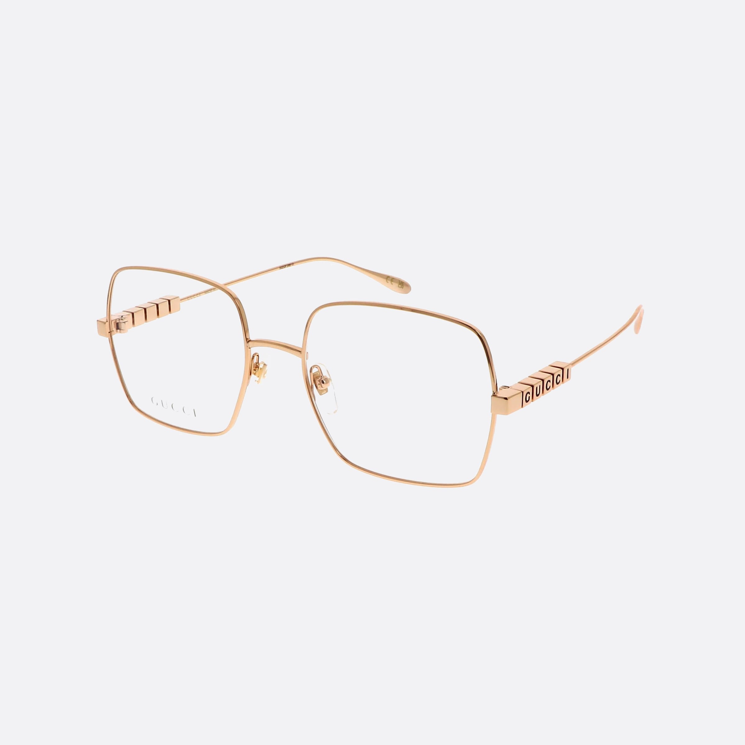 Gucci 55mm Lettering Gold Squared Woman Eyeglasses - Main View