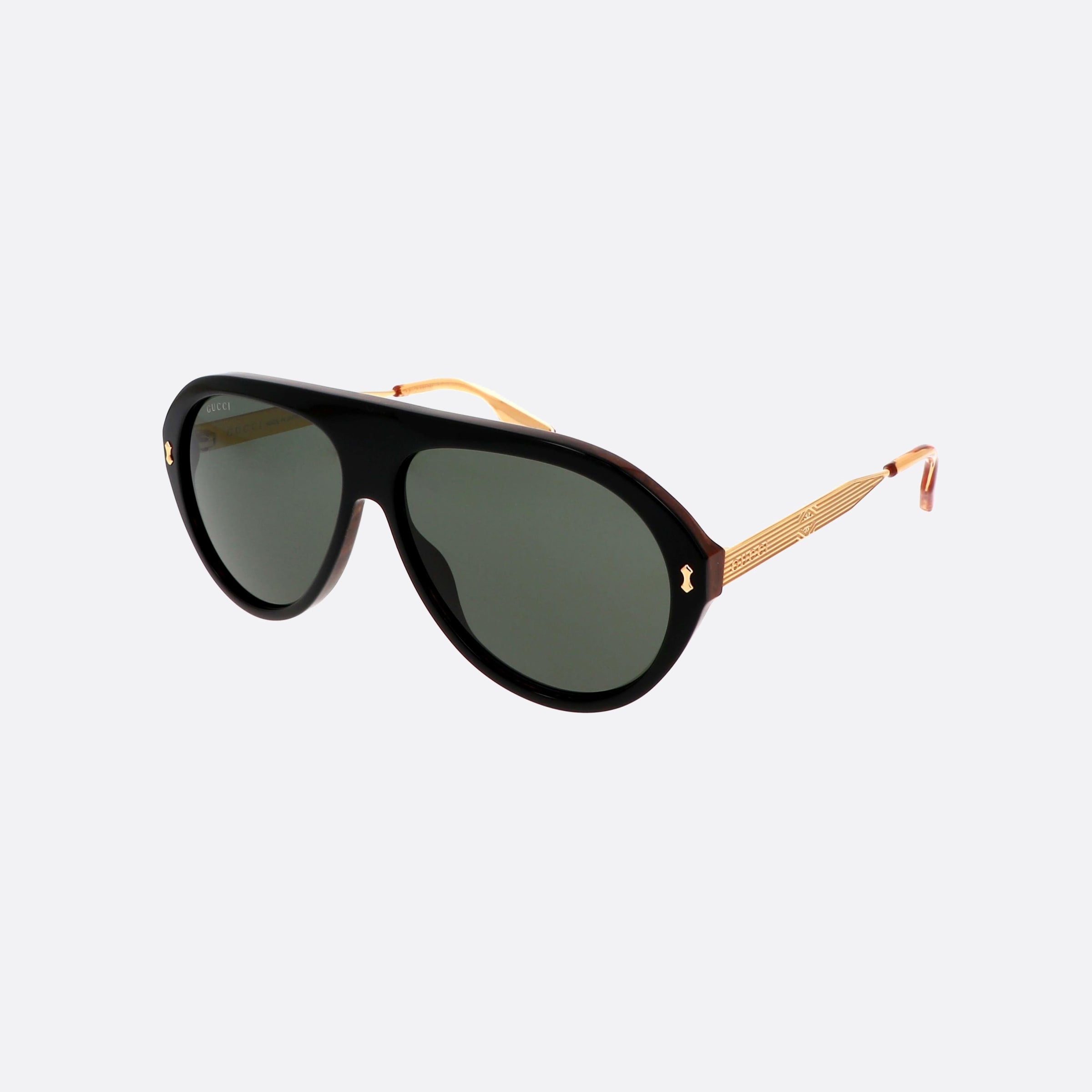 Gucci 61mm Lettering Gold Pilot Man Sunglasses - Main View