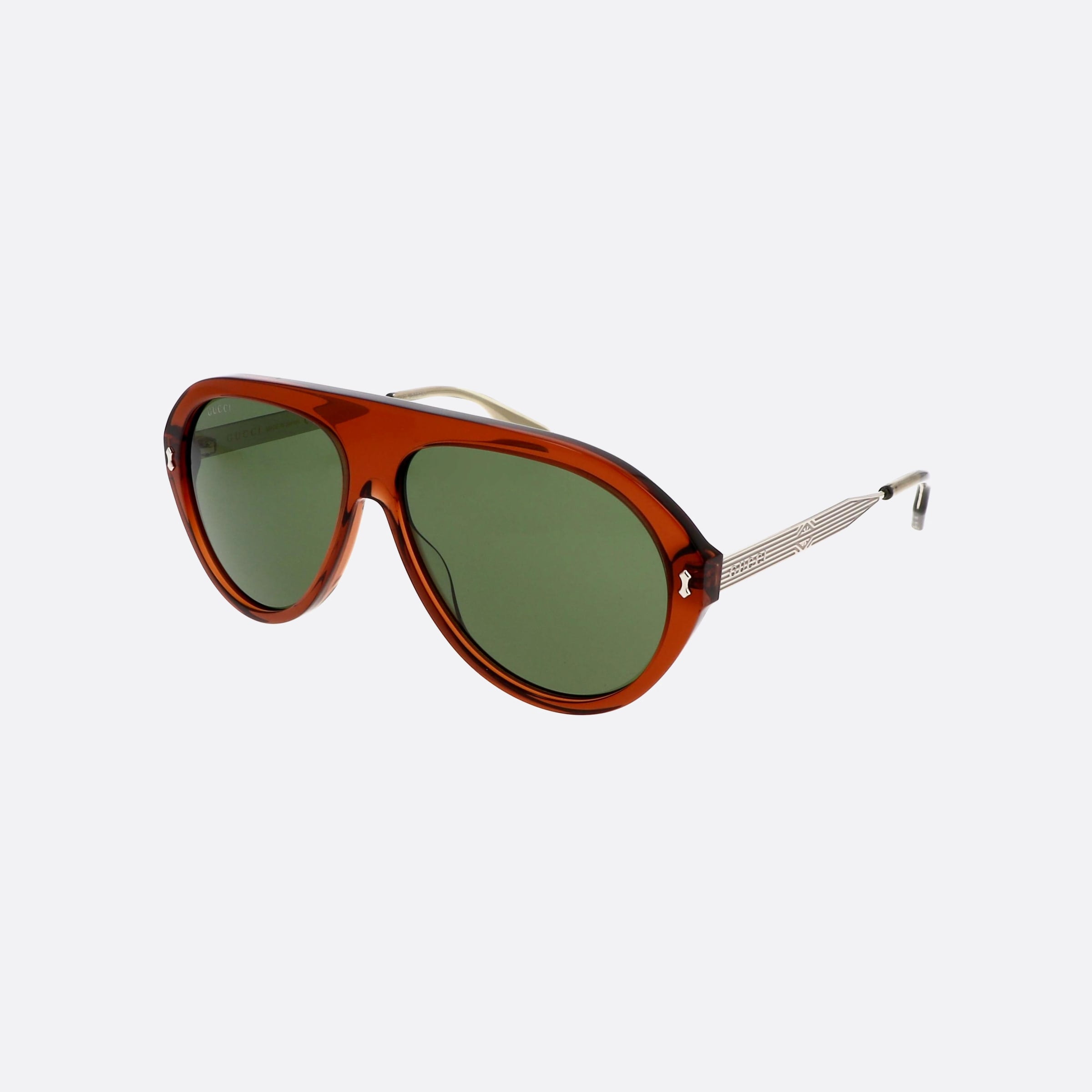 Gucci 61mm Lettering Gold Pilot Man Sunglasses - Main View