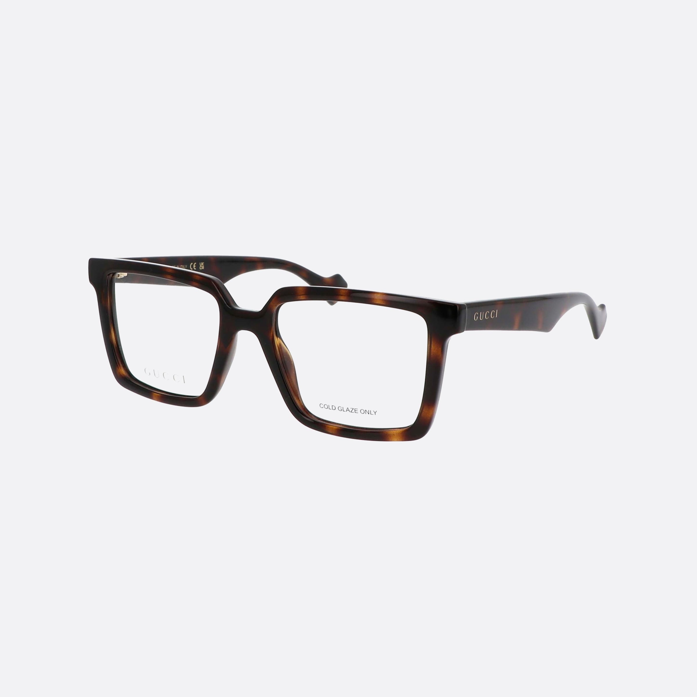 Gucci 52mm Lettering Tortoise Rectangle Men Eyeglasses - Main View