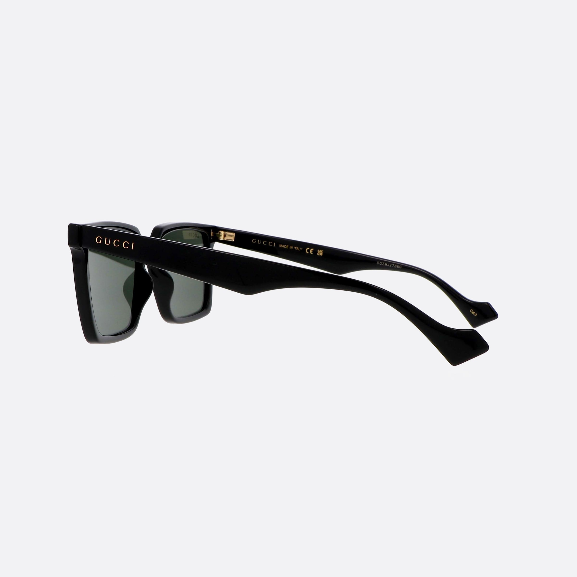 Gucci 55mm Lettering Black Squared Man Sunglasses - Detail View