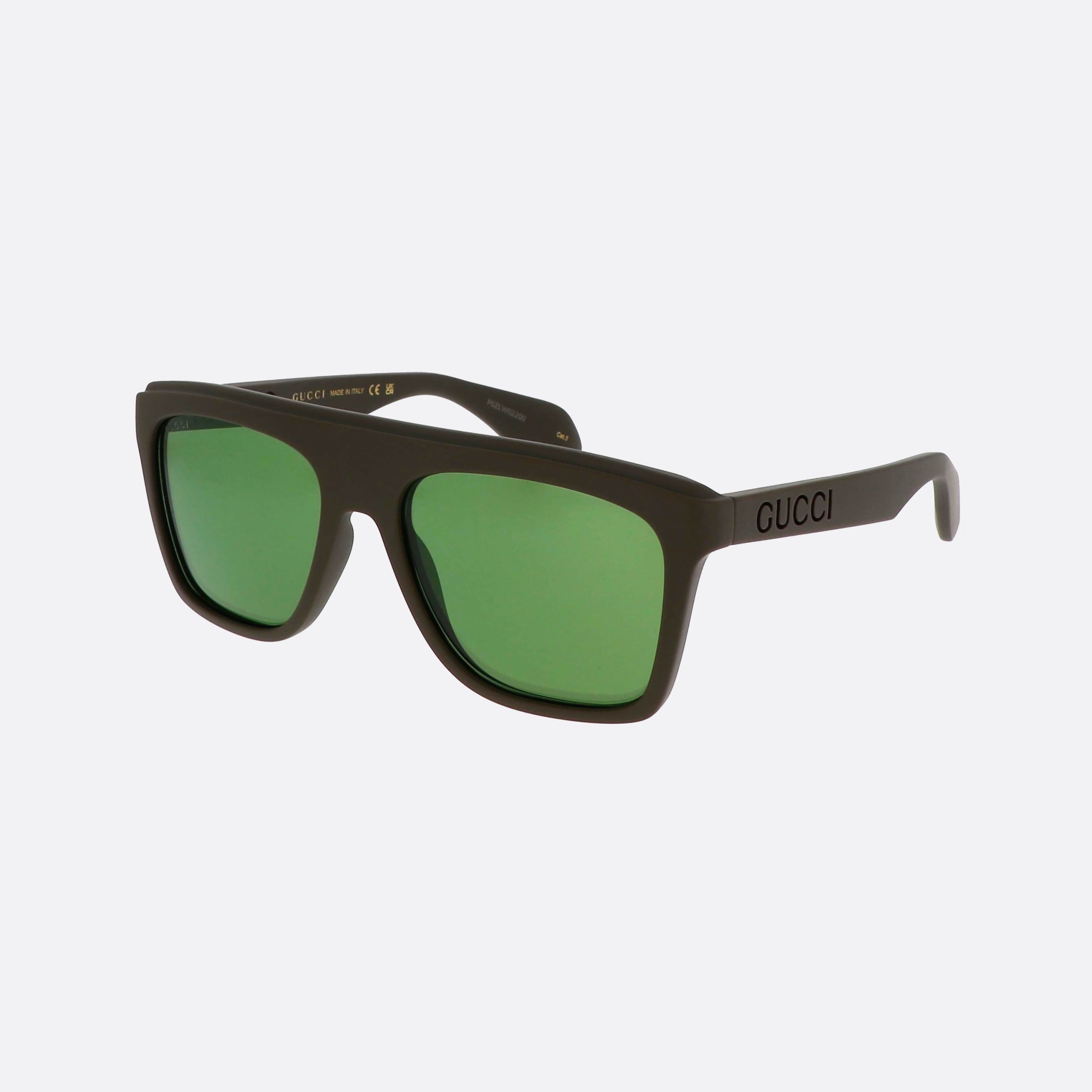 Gucci 57mm Lettering Ggr Green Squared Man Sunglasses - Main View