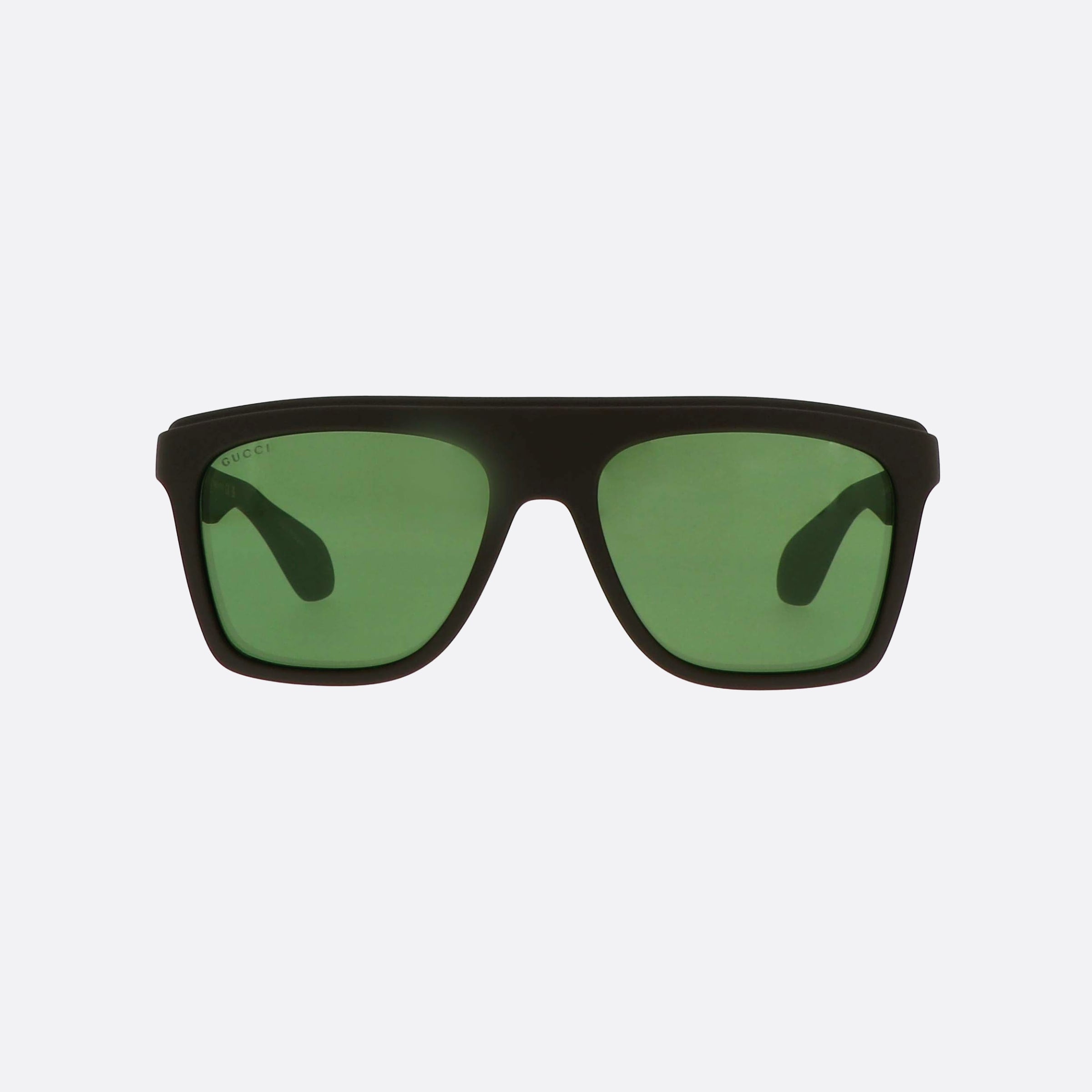 Gucci 57mm Lettering Ggr Green Squared Man Sunglasses - Side View