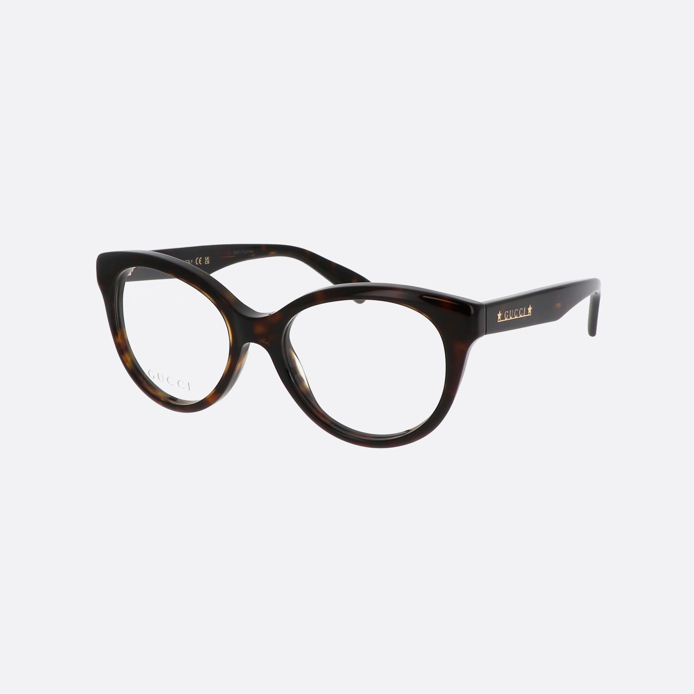 Gucci 52mm Lettering Havana Round Woman Eyeglasses - Main View