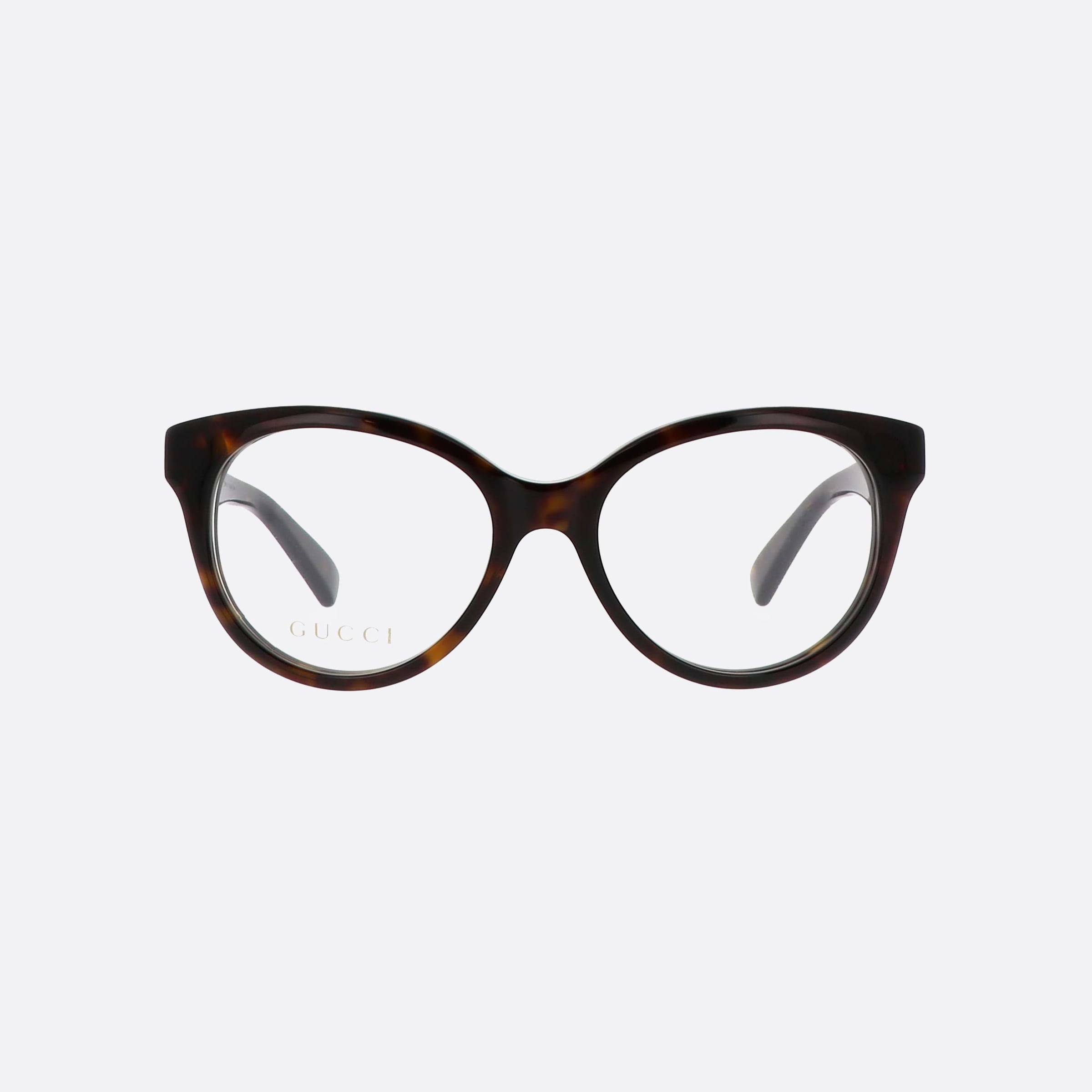 Gucci 52mm Lettering Havana Round Woman Eyeglasses - Side View