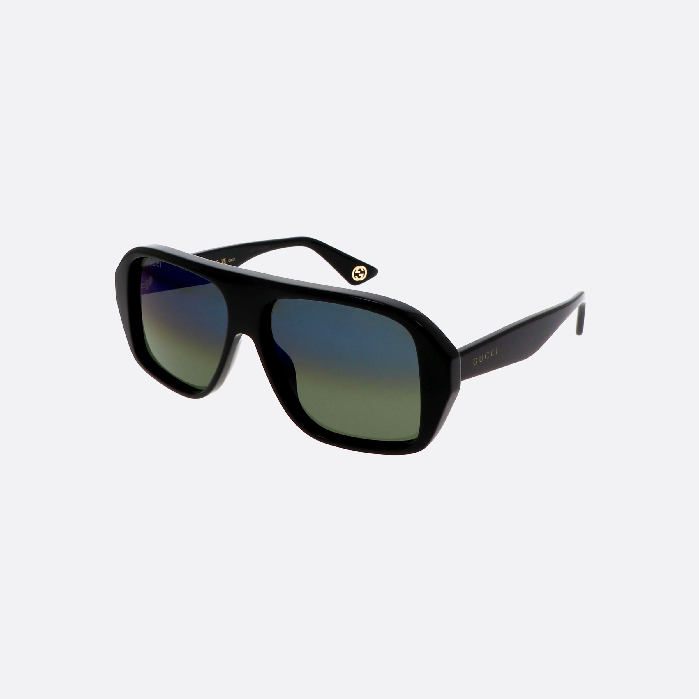 Gucci 57mm Lettering Black Pilot Man Sunglasses - Main View