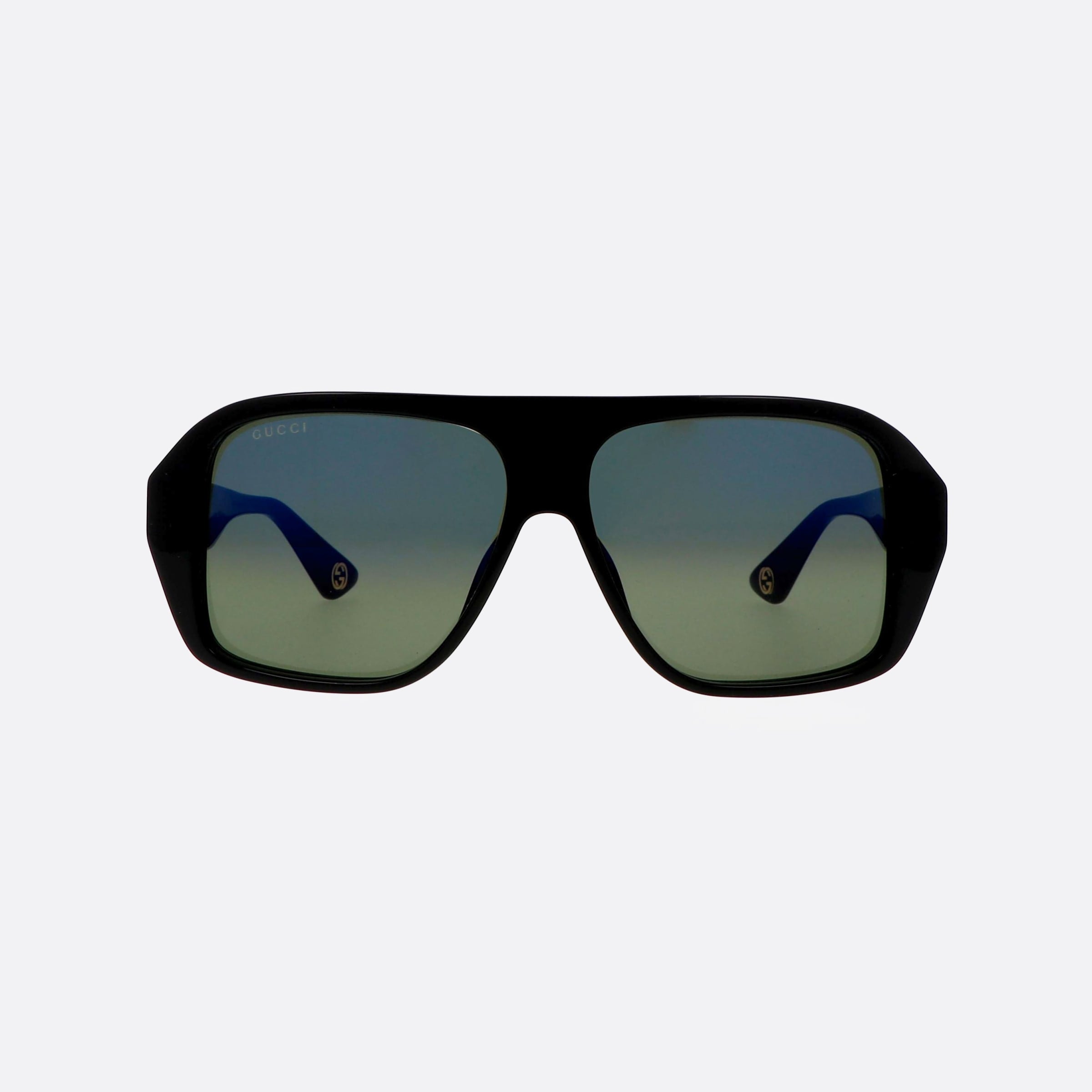 Gucci 57mm Lettering Black Pilot Man Sunglasses - Side View